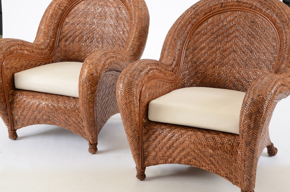 Pair of Pottery Barn Wicker Chairs EBTH
