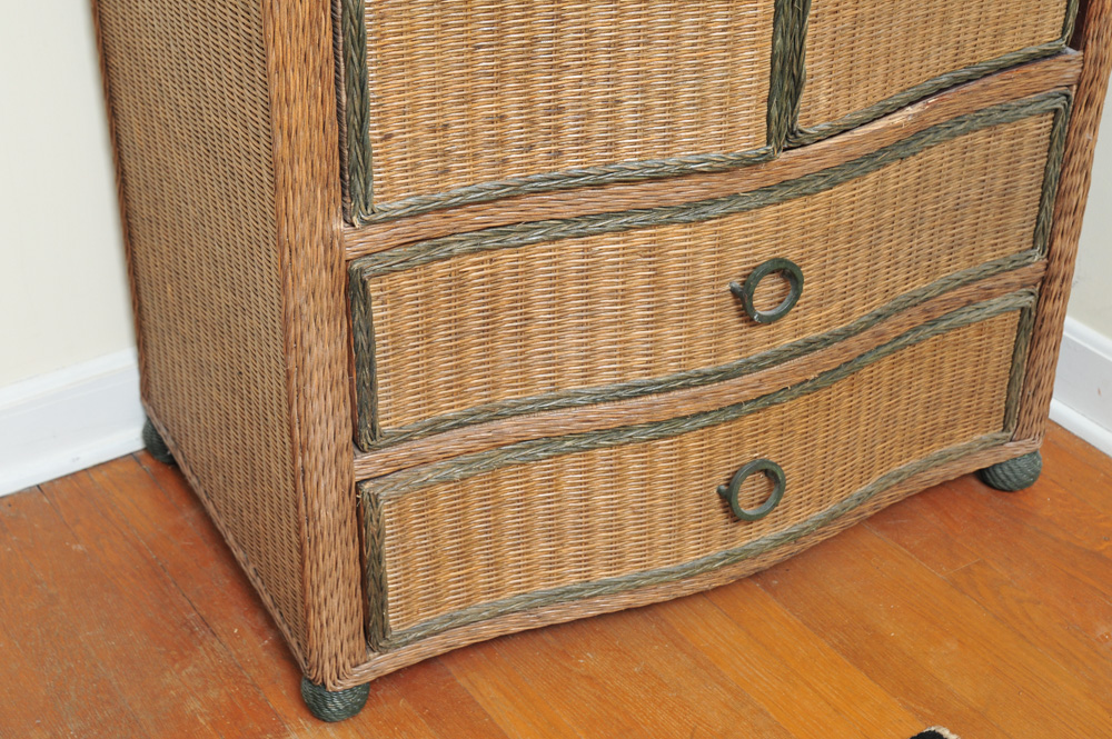 Pier 1 Wicker Paneled Freestanding Armoire EBTH