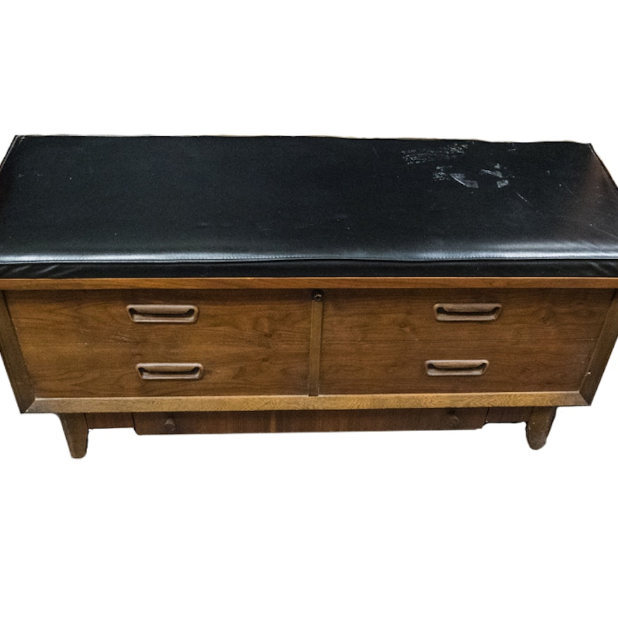mid century modern lane furniture walnut cedar chest : ebth