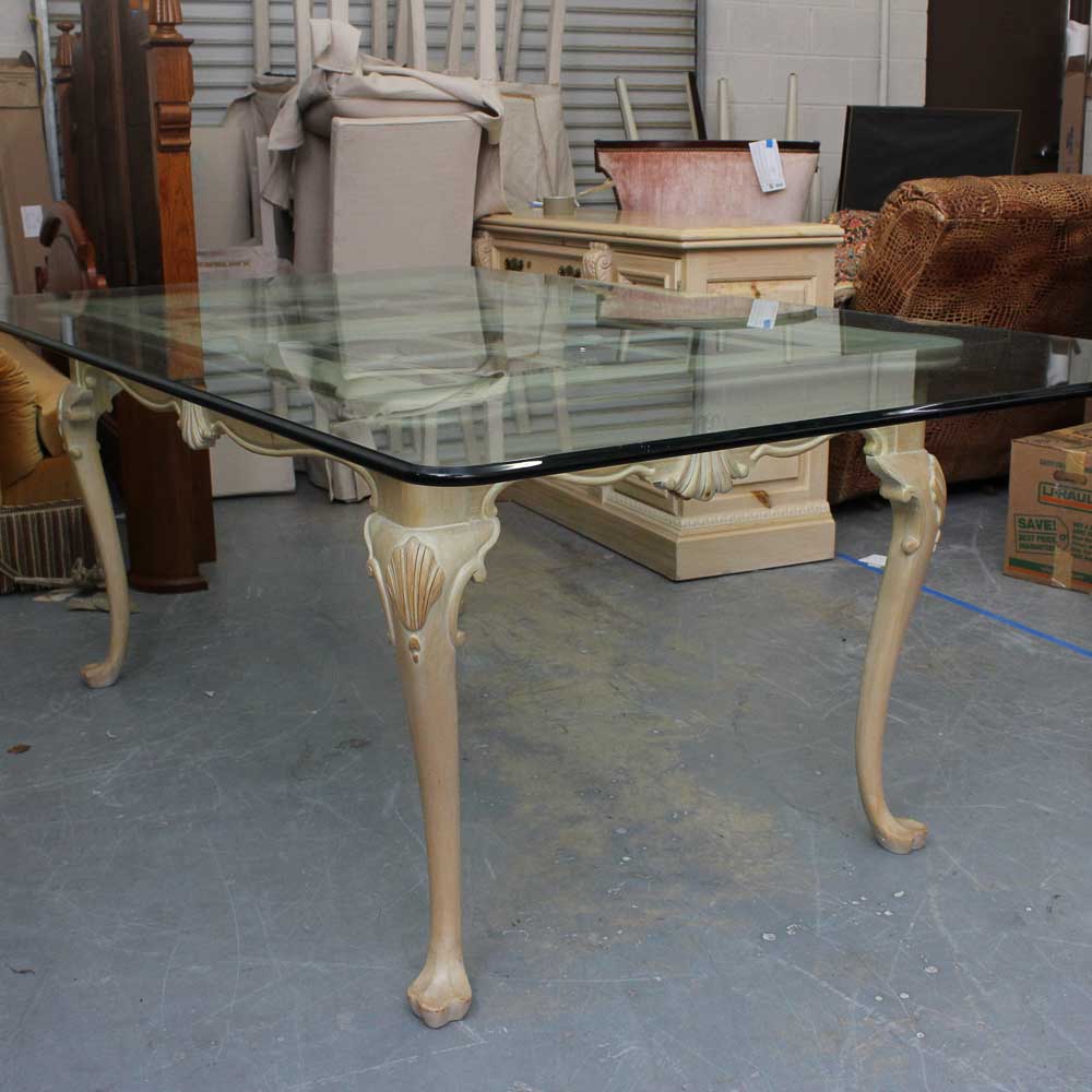 White Pine Glass Dining Table | EBTH