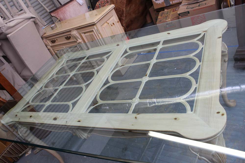 White Pine Glass Dining Table | EBTH