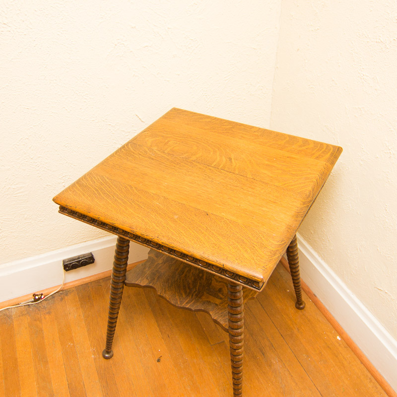 Vintage Tiger Oak Side Table EBTH