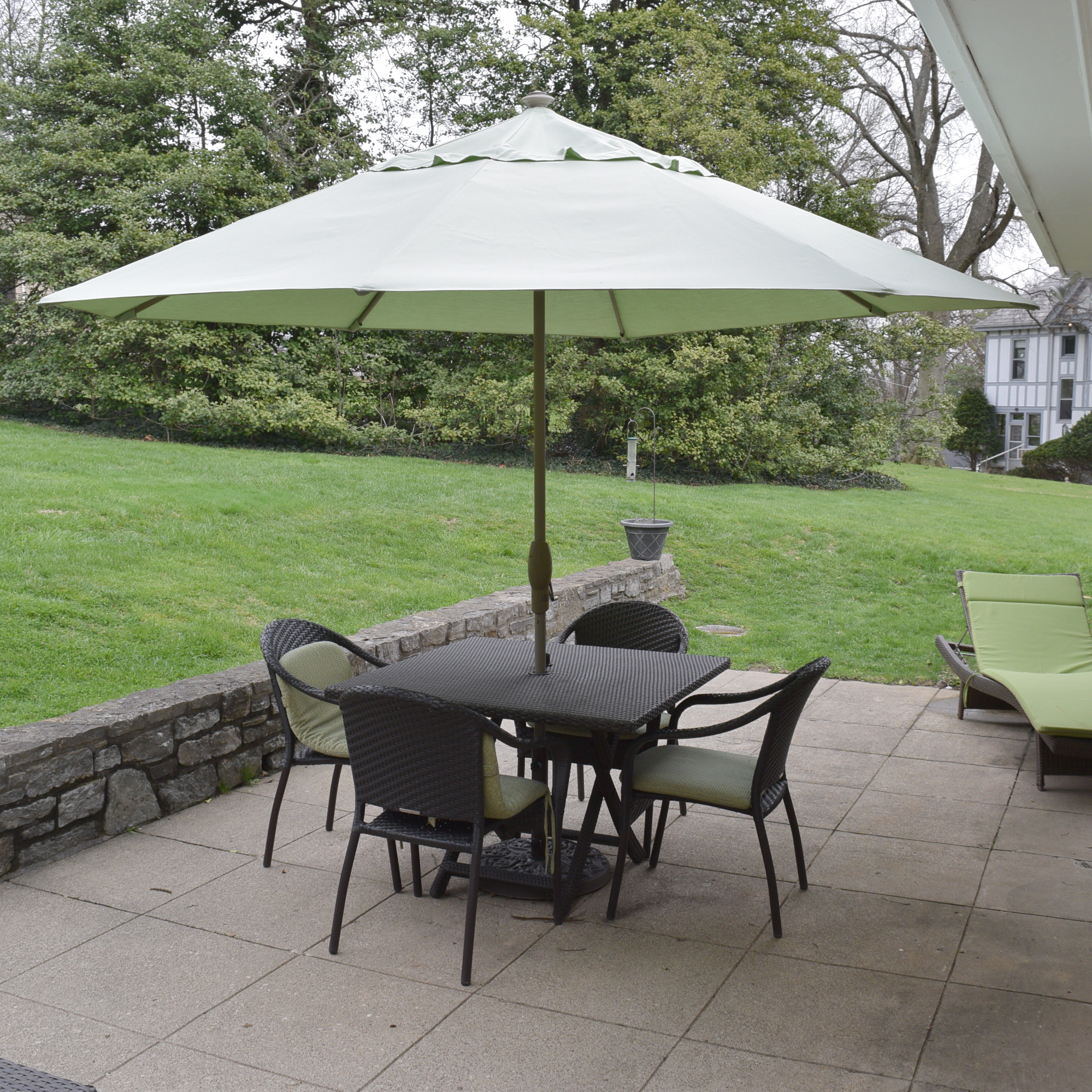 Frontgate Patio Table, Chairs, and Umbrella Set | EBTH