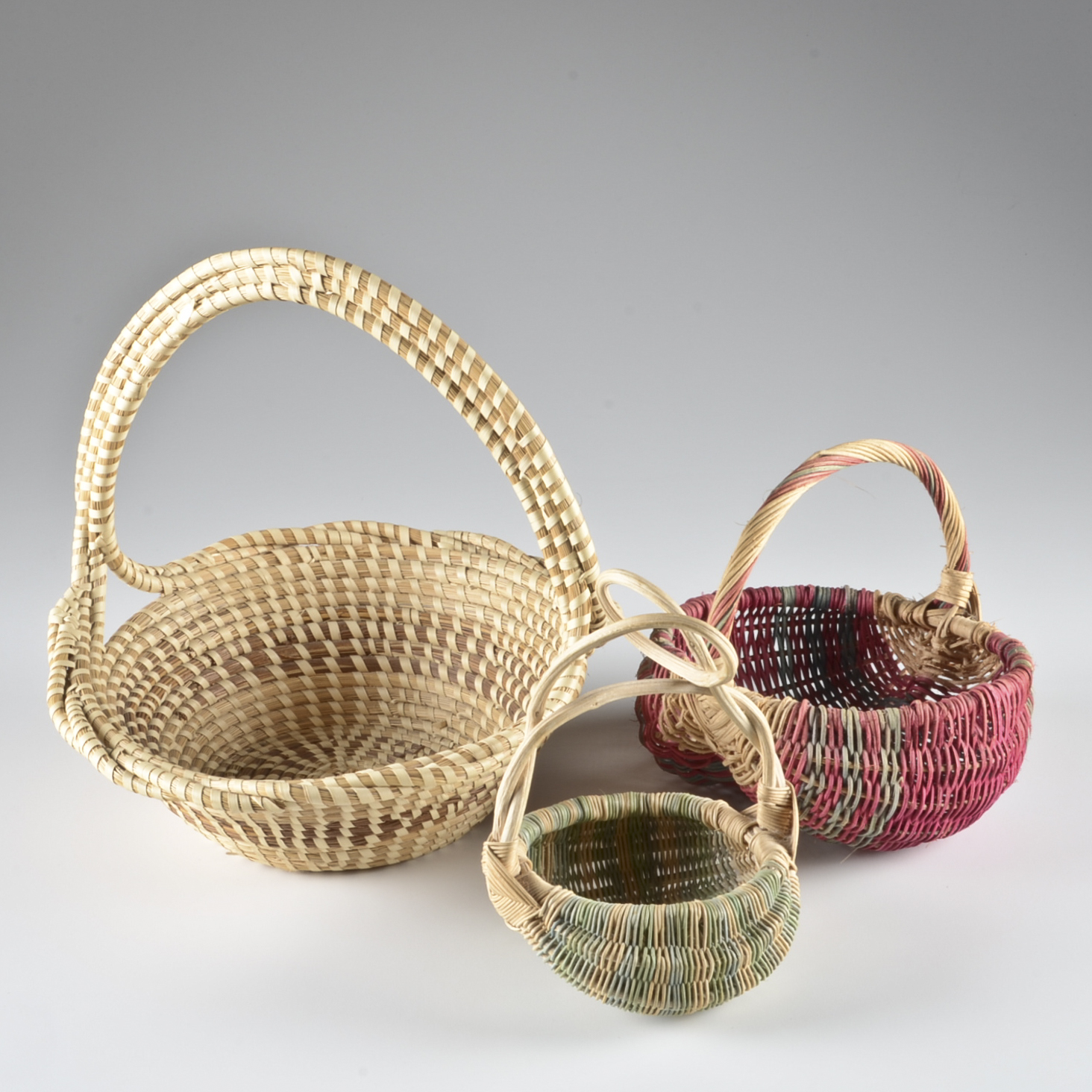 Three Sawgrass Hand Baskets EBTH