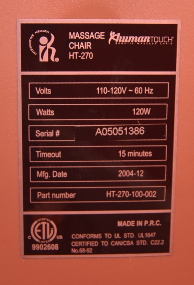 Sharper Image HT270 Human Touch Robotic Massage Chair EBTH