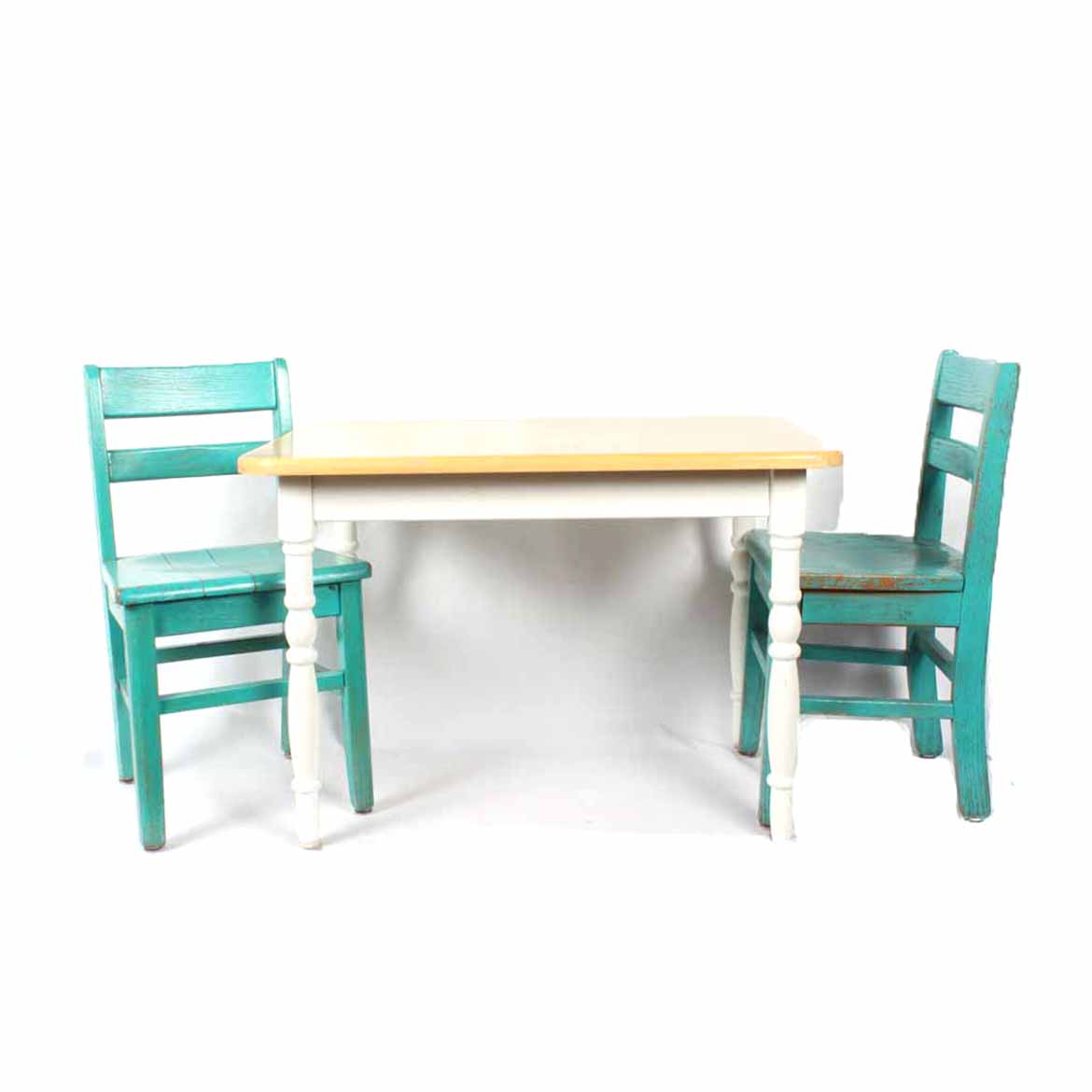 Children's Wooden Table and Two Chairs EBTH
