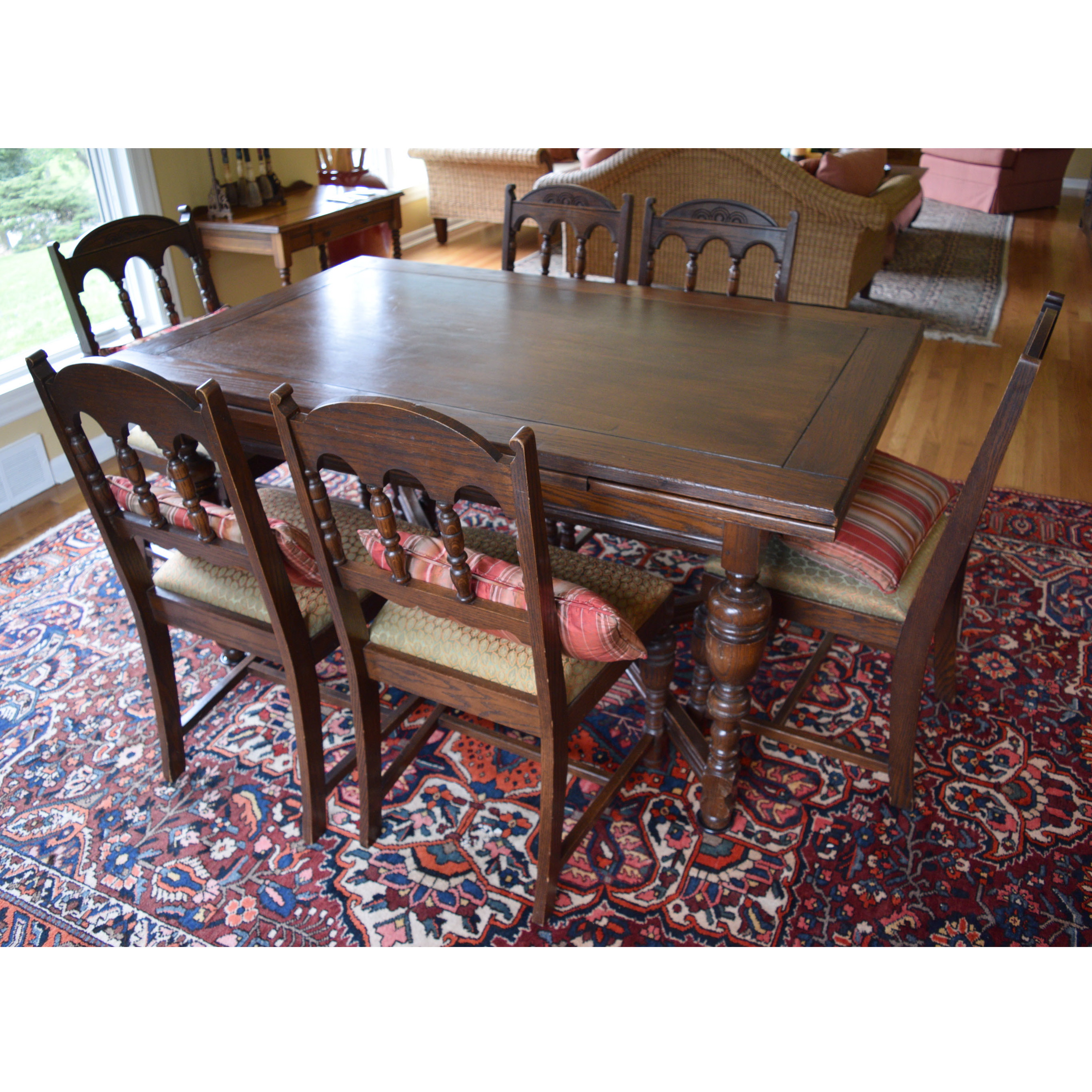 Jacobean Oak Dining Table and Chairs EBTH