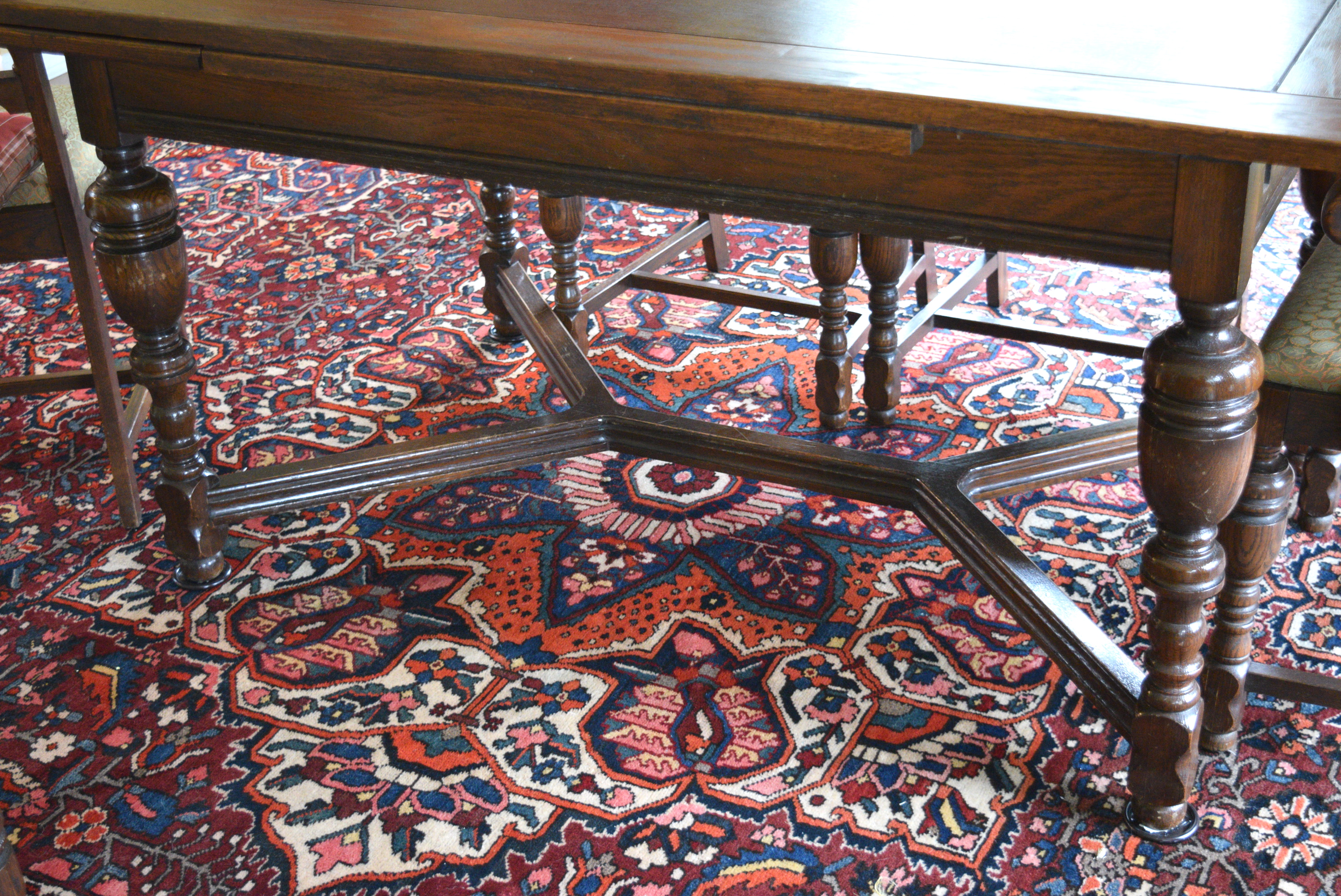 Jacobean Oak Dining Table and Chairs EBTH