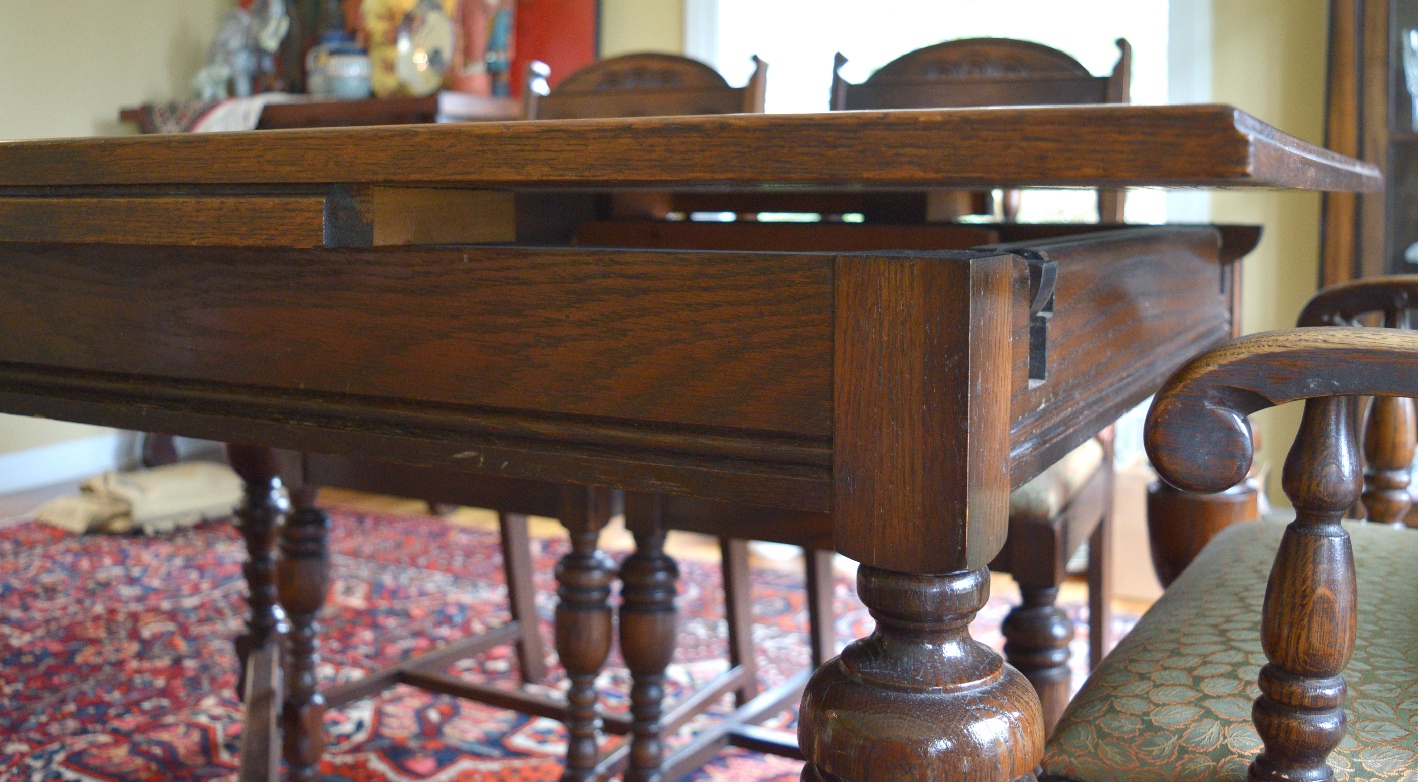 Jacobean Oak Dining Table and Chairs EBTH