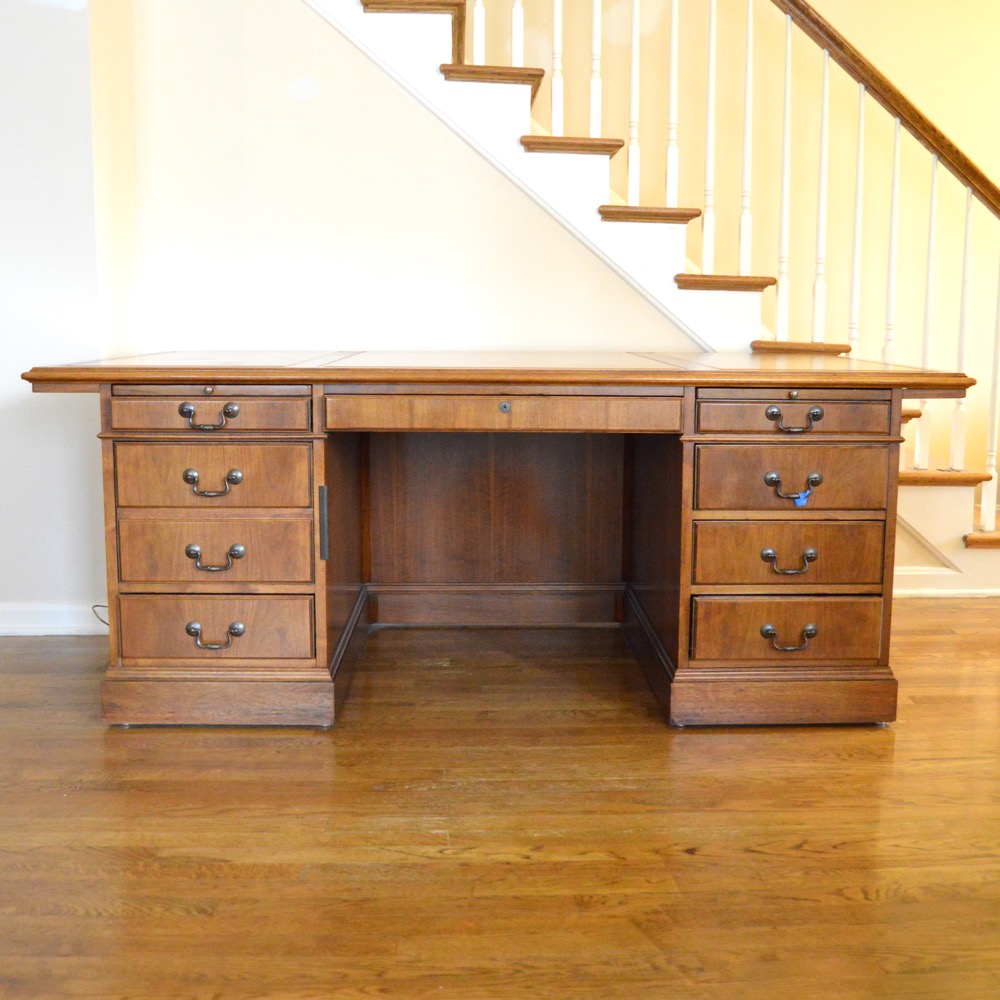 Jofco Walnut Executive Desk Ebth