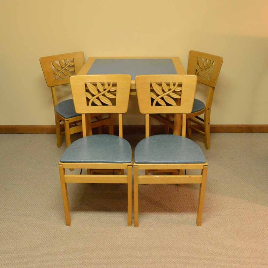Vintage Stakmore Card Table with Folding Chairs : EBTH