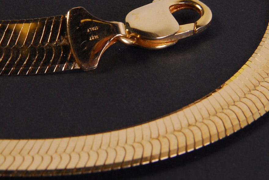 14 Karat Italian Gold Herringbone Necklace EBTH 14-karat-italian-gold-herringbone-necklace-ebth