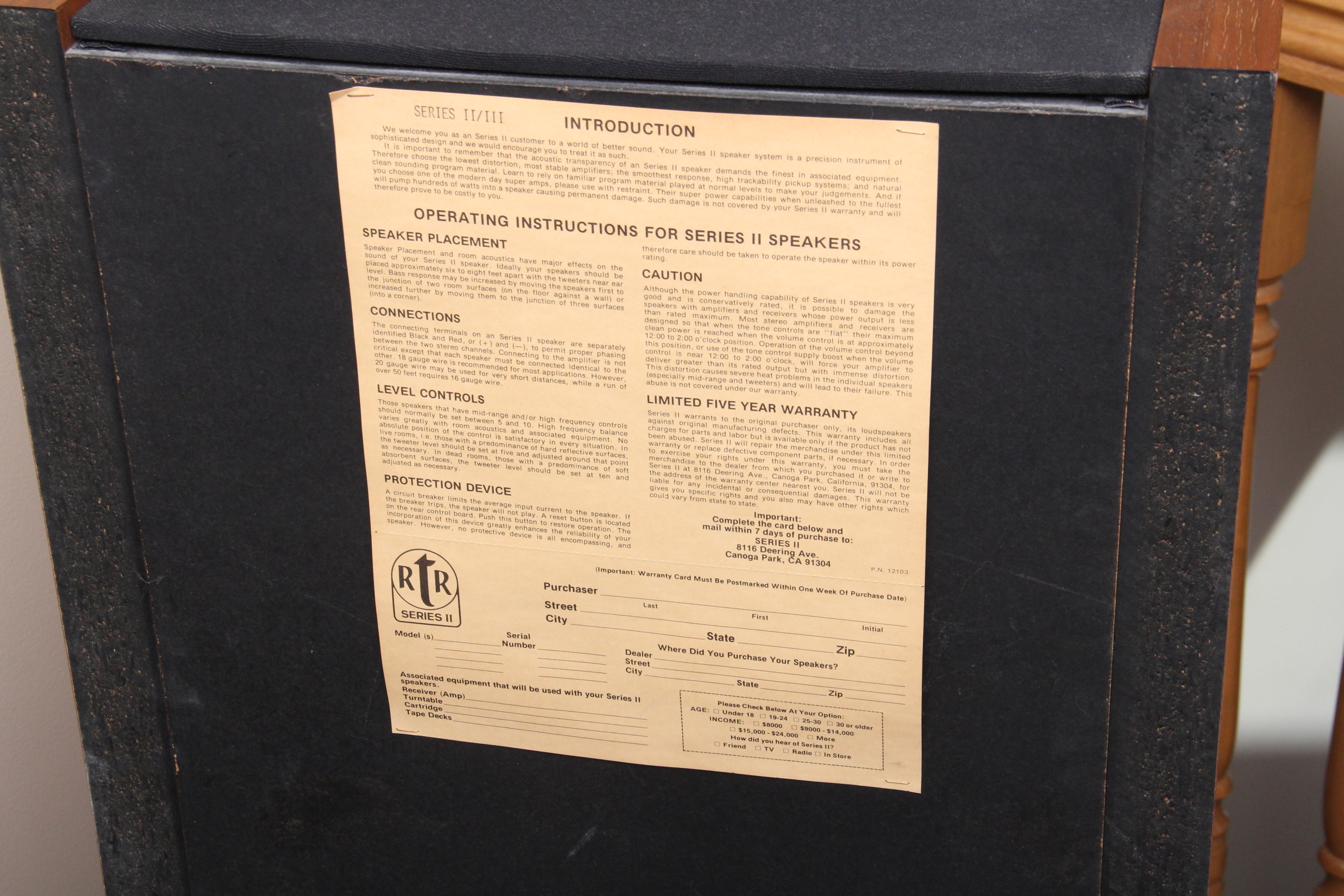 Pair of RTR Series III Speakers EBTH