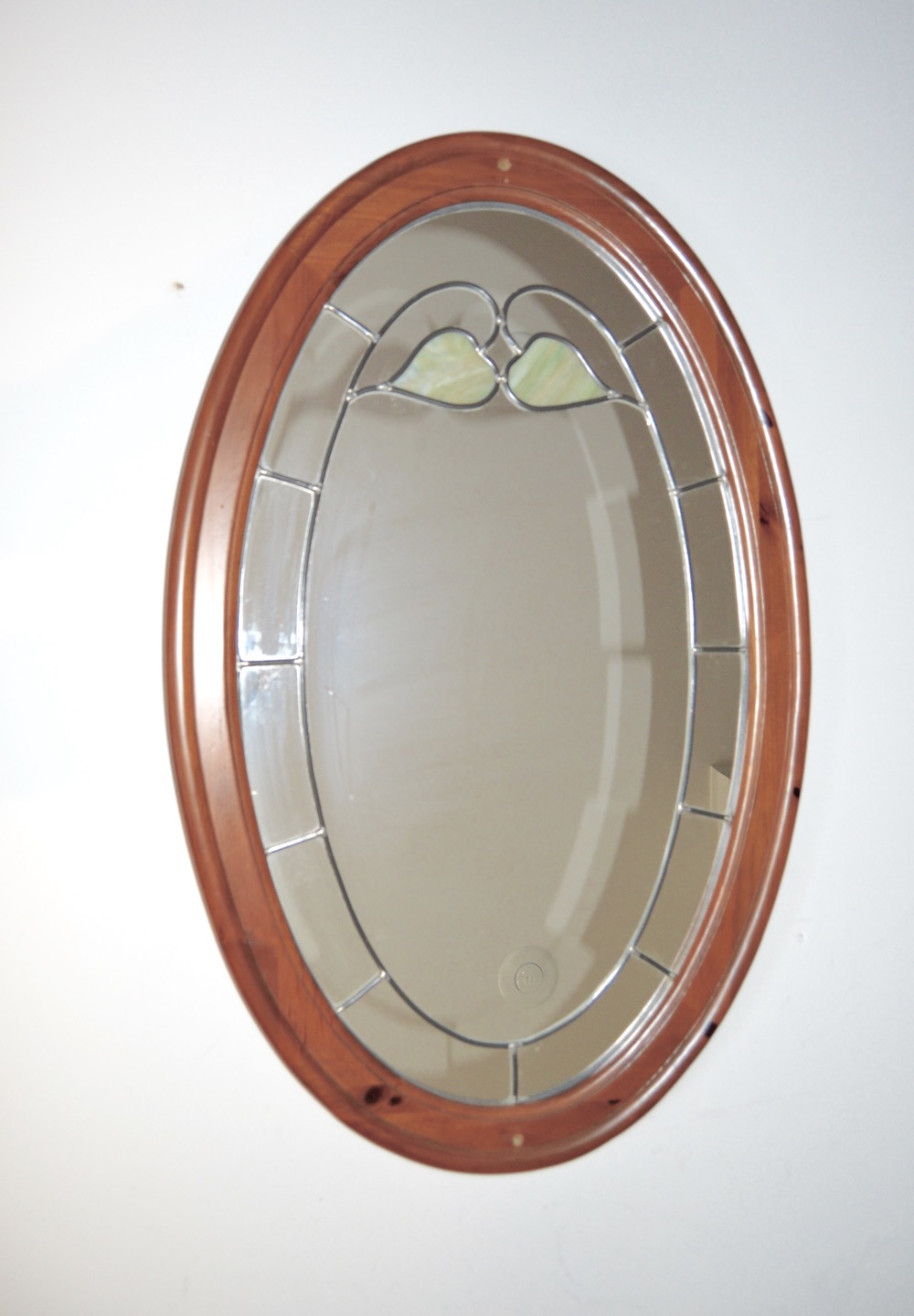Oval Mirror With Leaded Stained Glass Accents EBTH