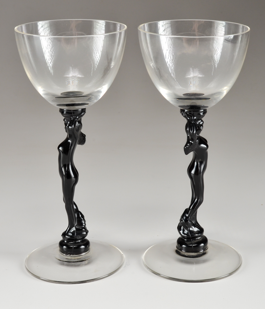 Vintage Cambridge Statuesque Nude Cocktail Glass Pair EBTH