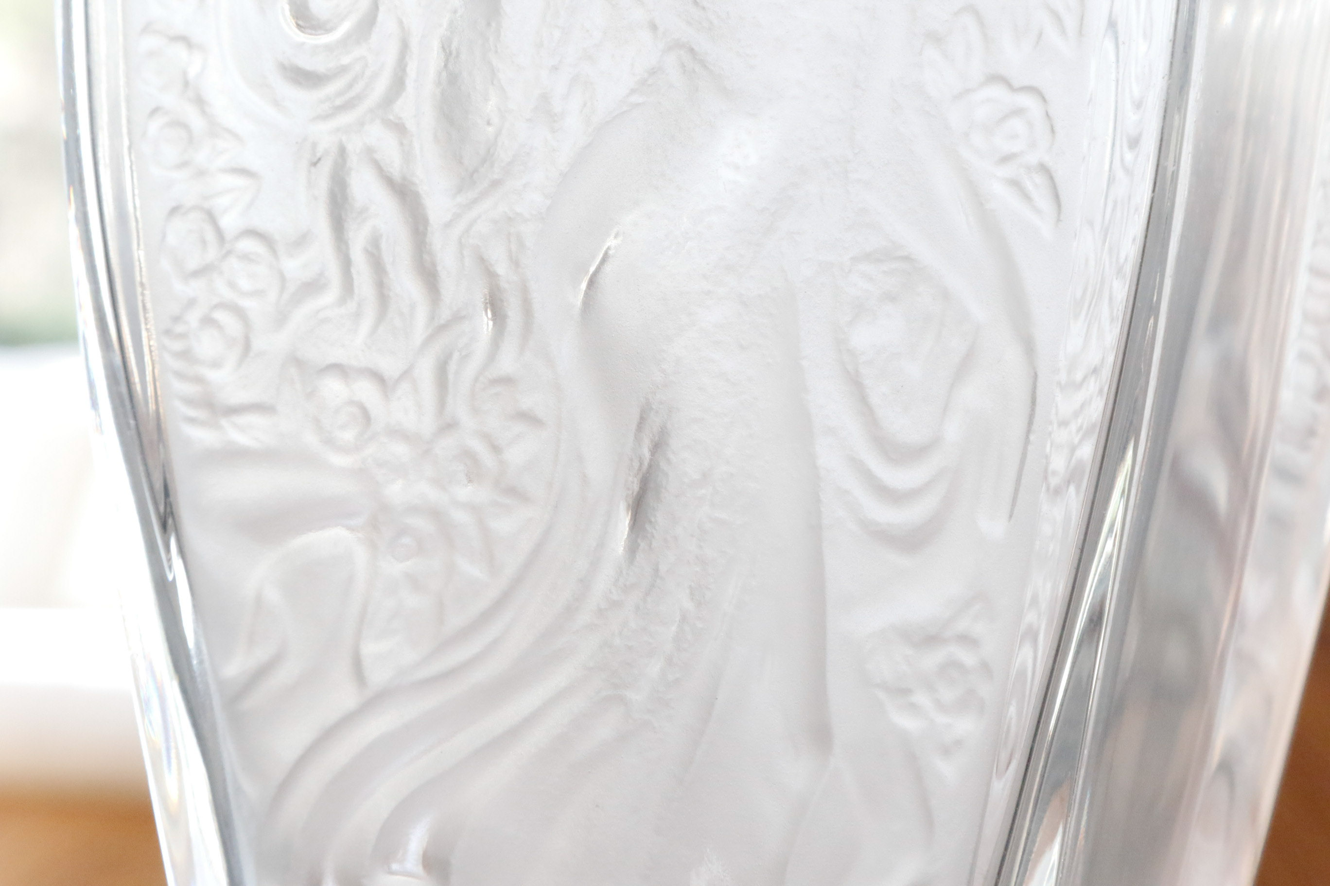 Statuesque Lalique Style Figural Glass Vase EBTH