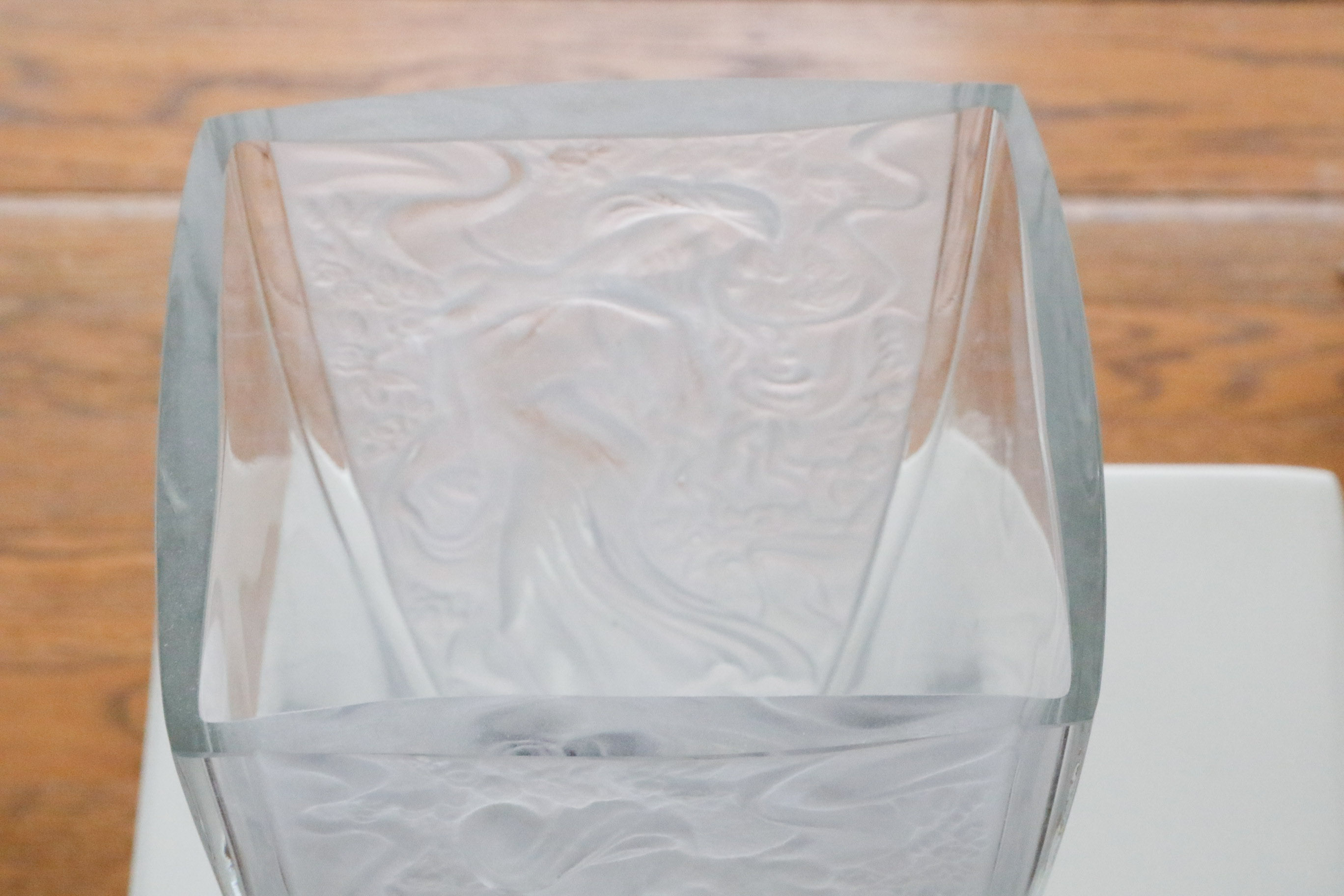Statuesque Lalique Style Figural Glass Vase EBTH