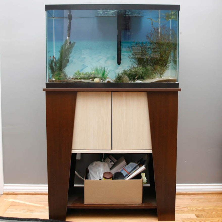 Mid Century Modern Inspired Cabinet With Aquarium Ebth