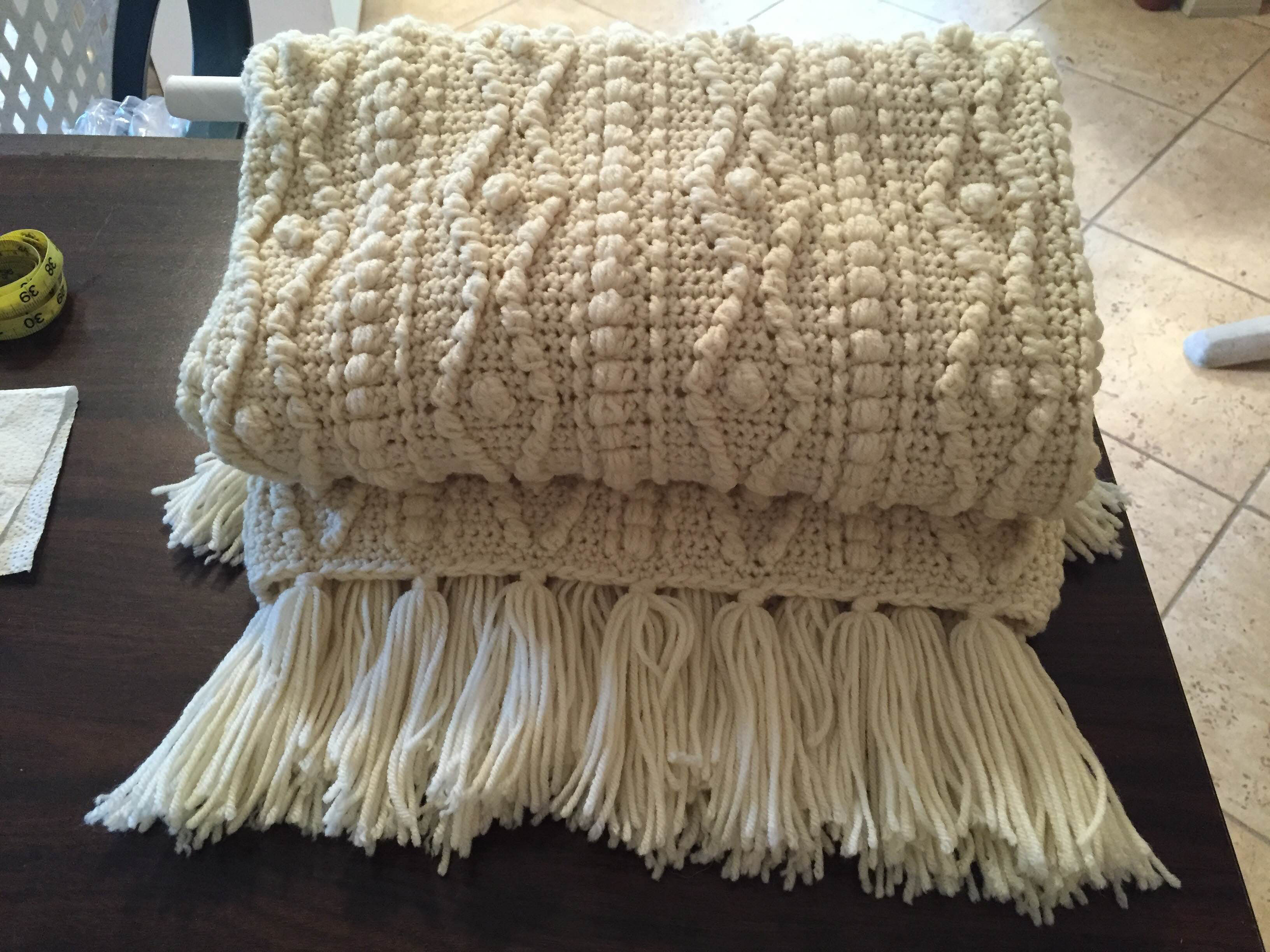 Hand Crochet Throw with Tassels. EBTH