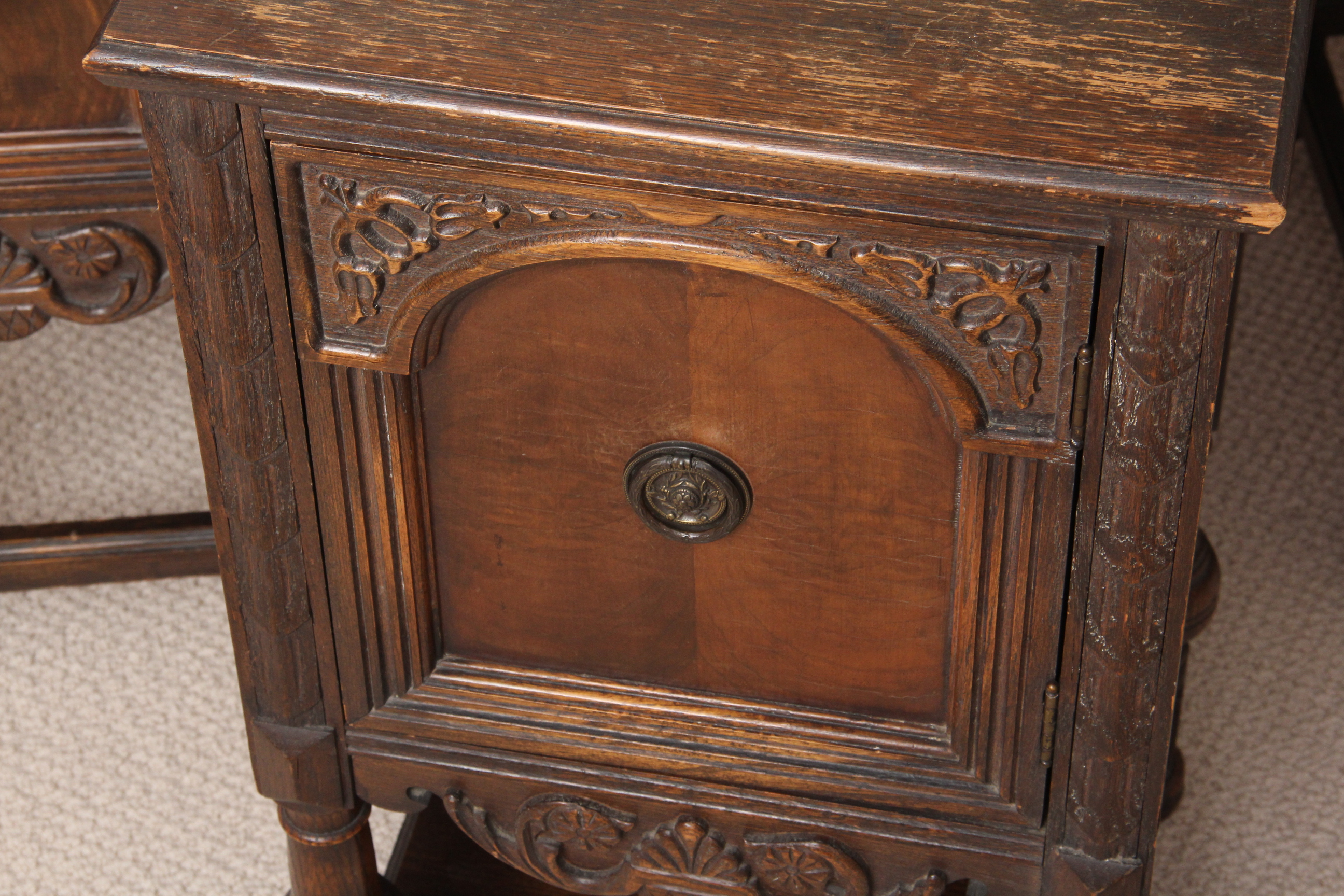 Jacobean Oak Vanity and Bedside Table EBTH