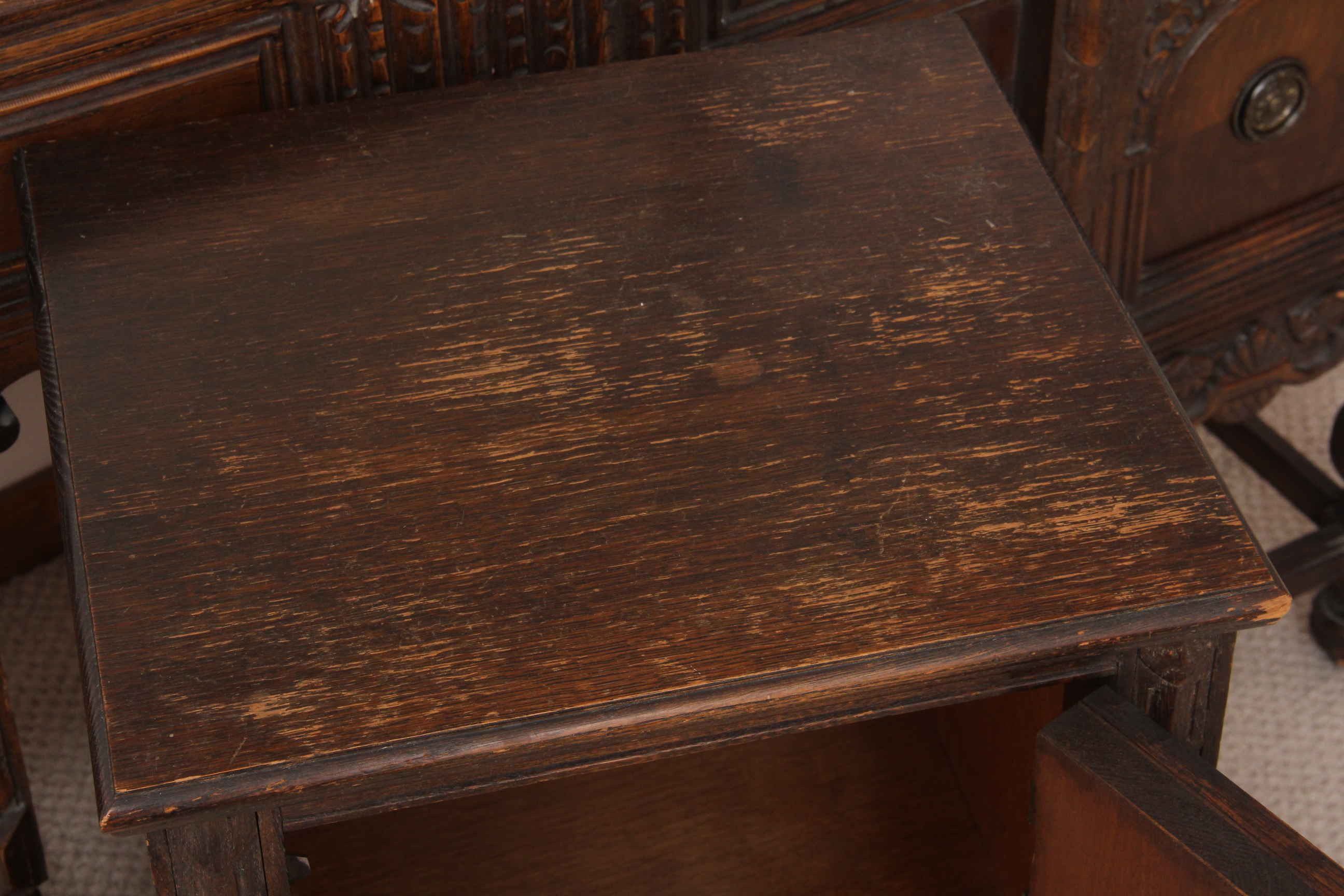 Jacobean Oak Vanity and Bedside Table EBTH