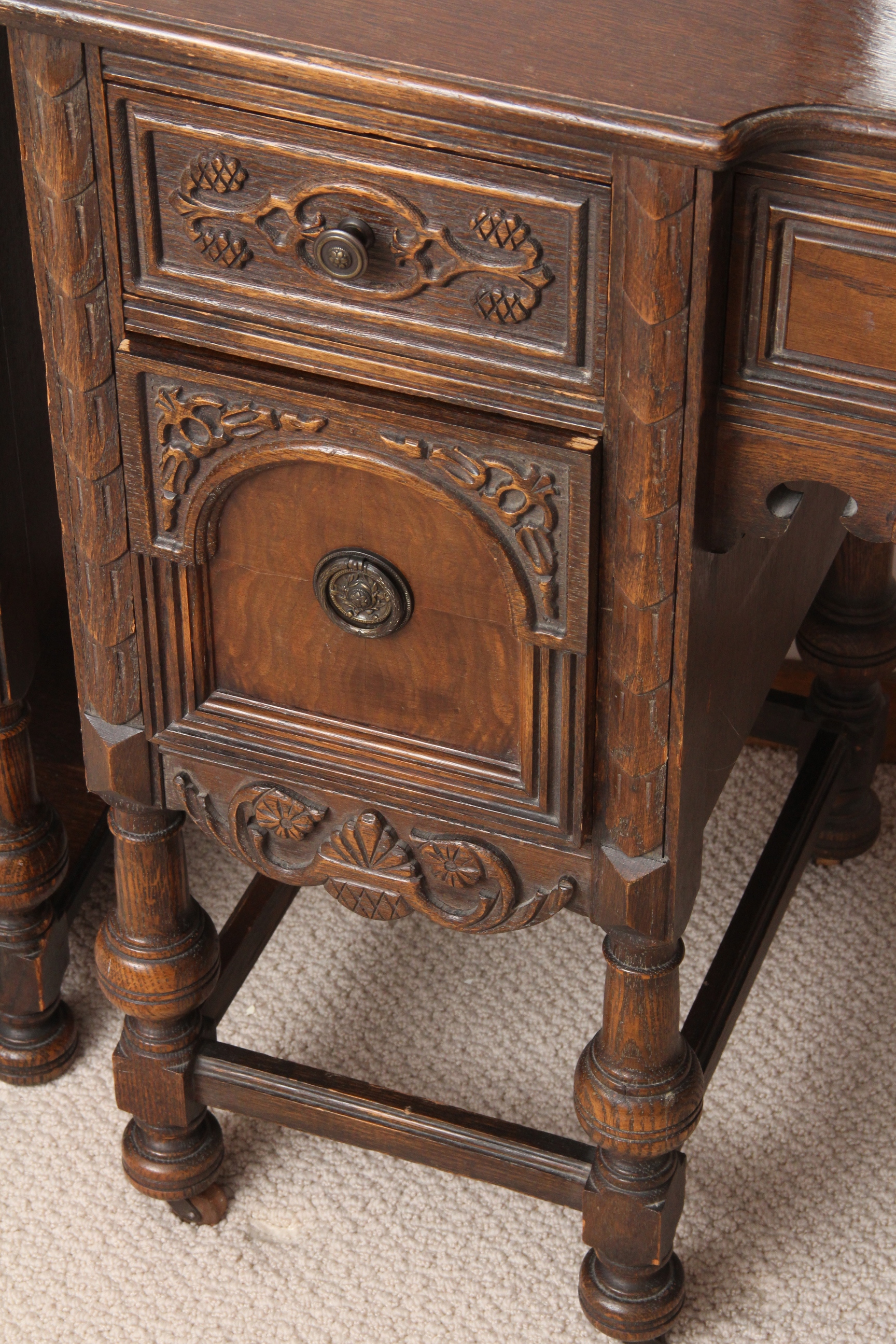 Jacobean Oak Vanity and Bedside Table EBTH