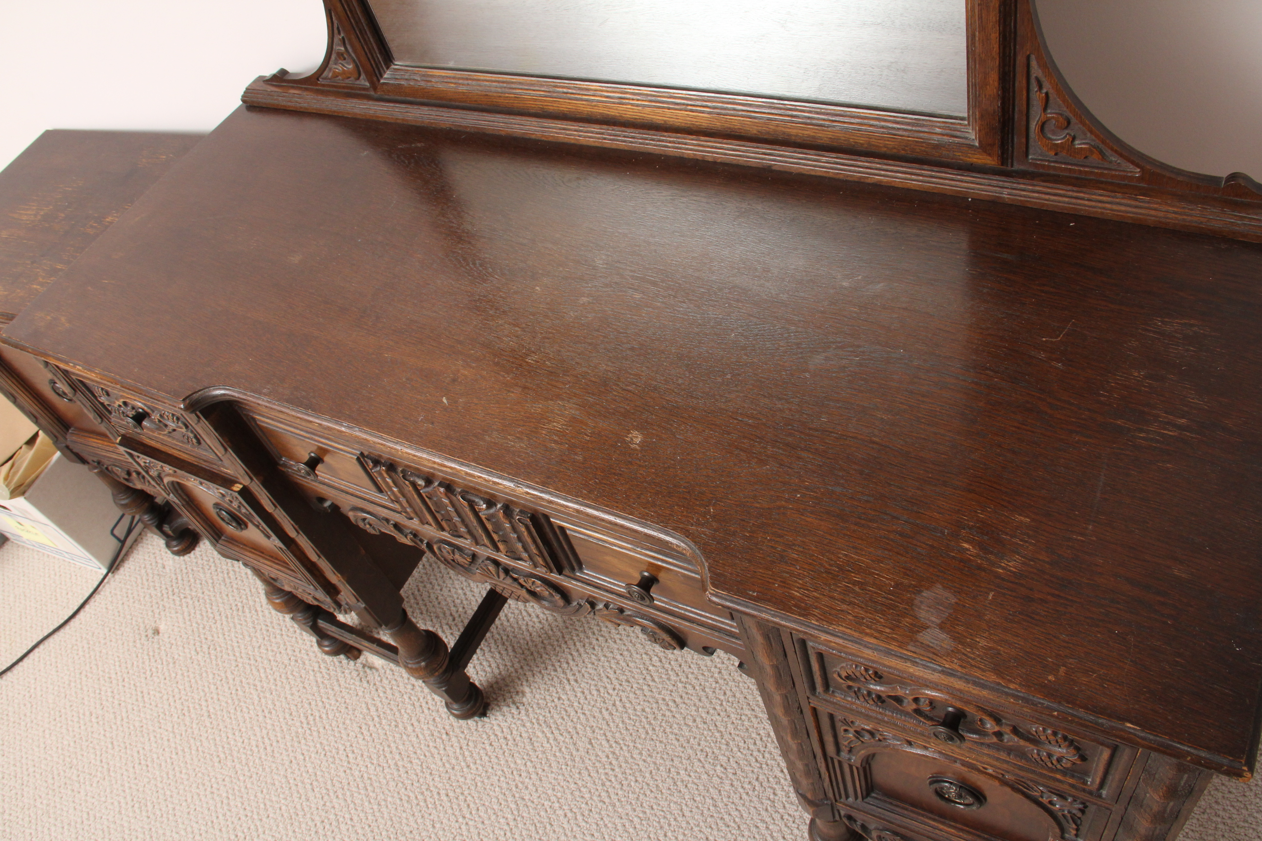 Jacobean Oak Vanity and Bedside Table EBTH