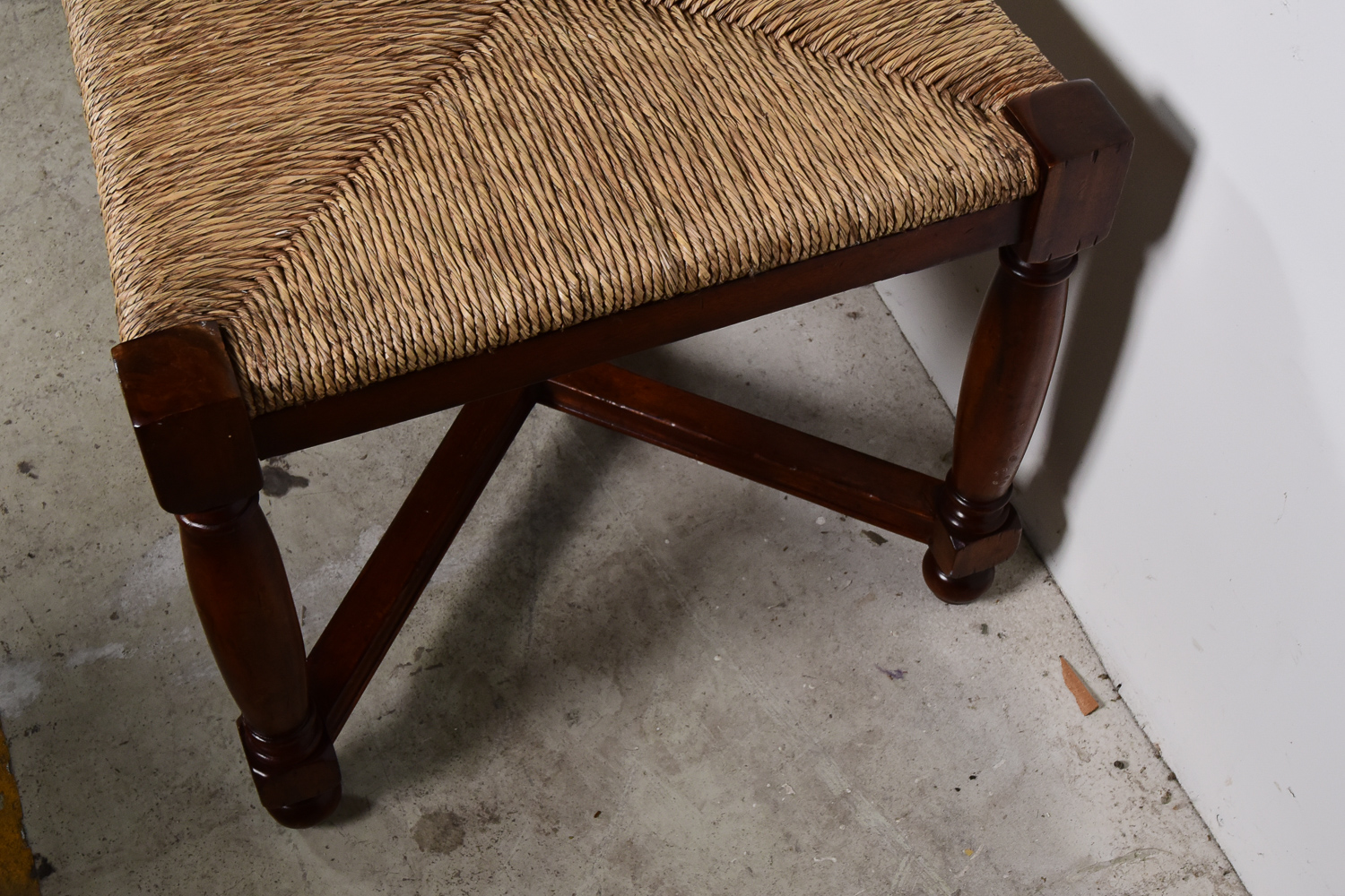 Wood Bench With Woven Rush Seat | EBTH