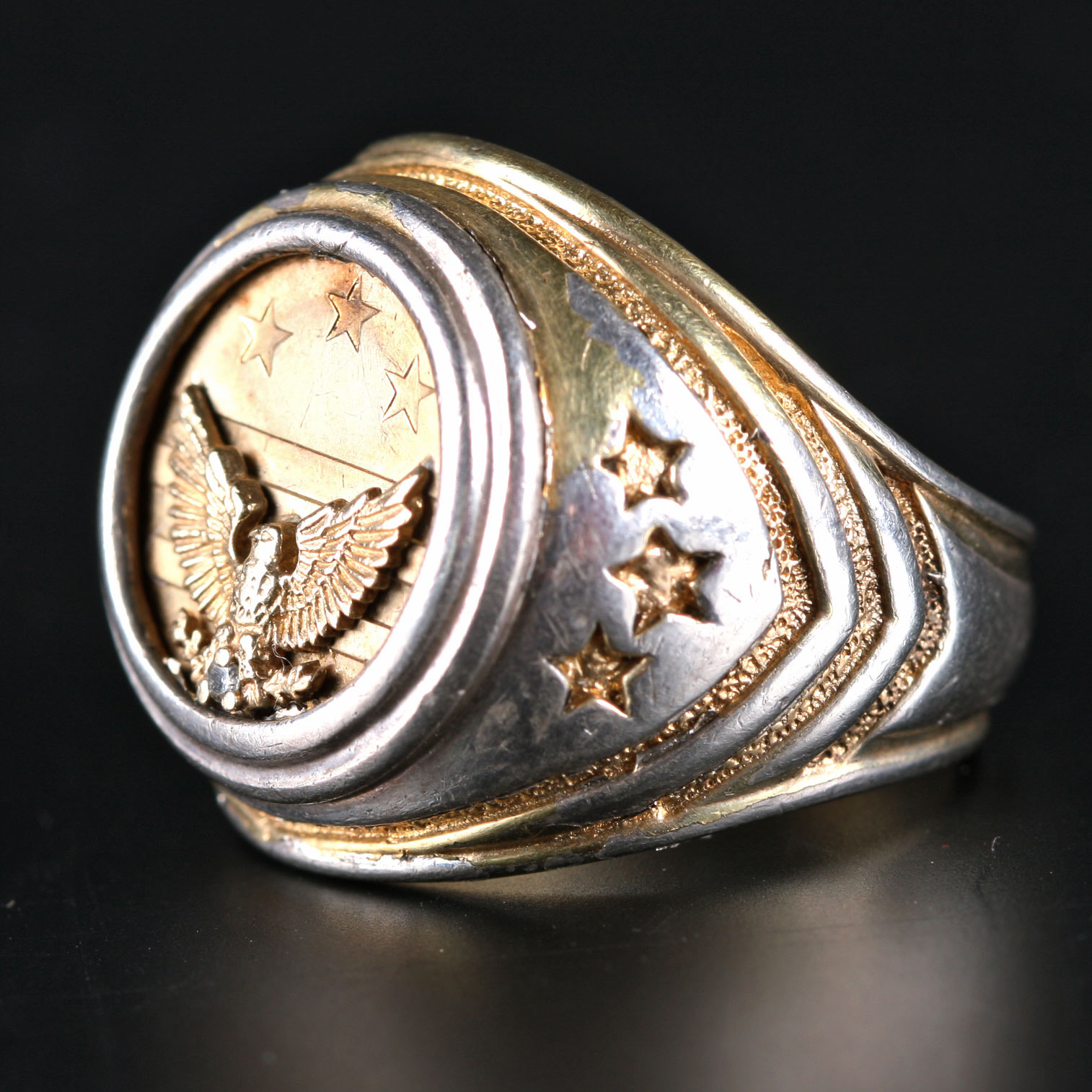 Men's Sterling Silver and 10K Gold Plated Insignia Ring | EBTH