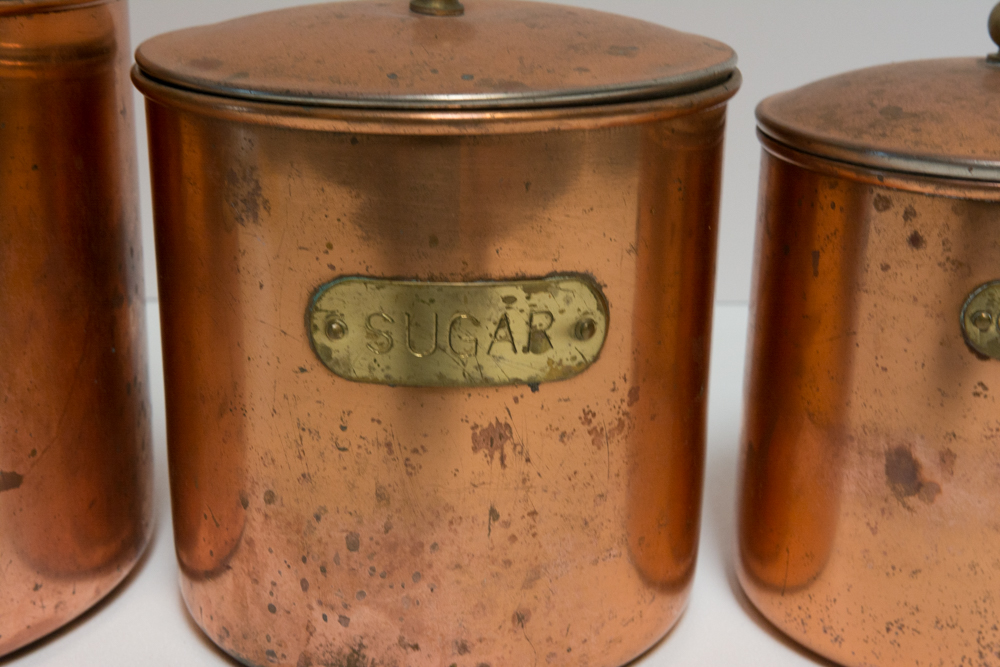 Vintage Copper Kitchen Canisters EBTH