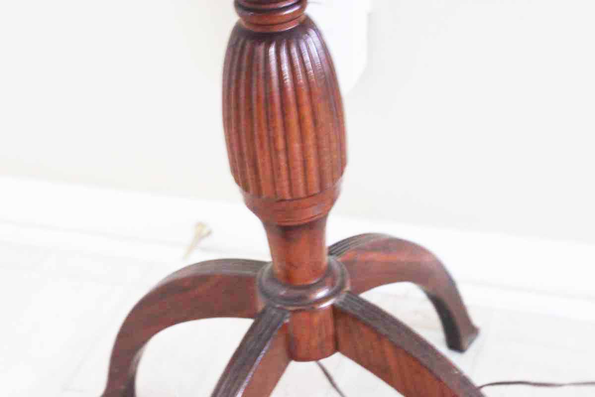 Handmade Wooden Side Table Lamp with Hide Shade EBTH