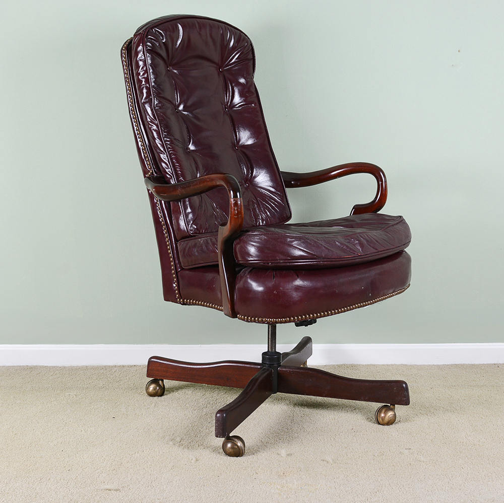 Burgundy Leather Executive Office Chair EBTH