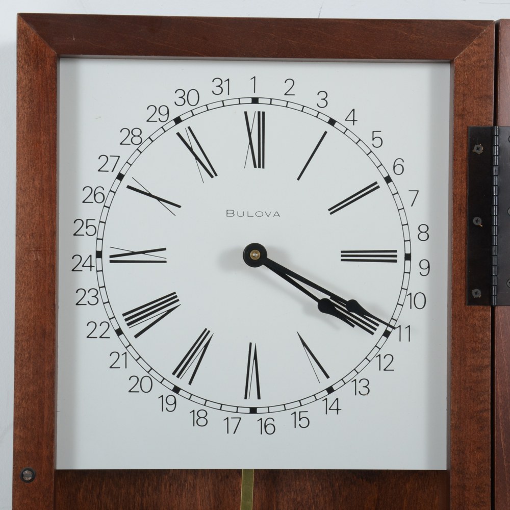 Bulova Battery Operated Walnut Wall Clock EBTH
