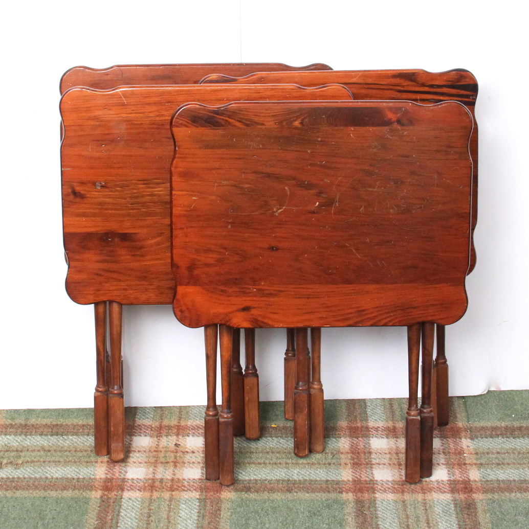 Set of Four Ethan Allen Pine TV Trays EBTH