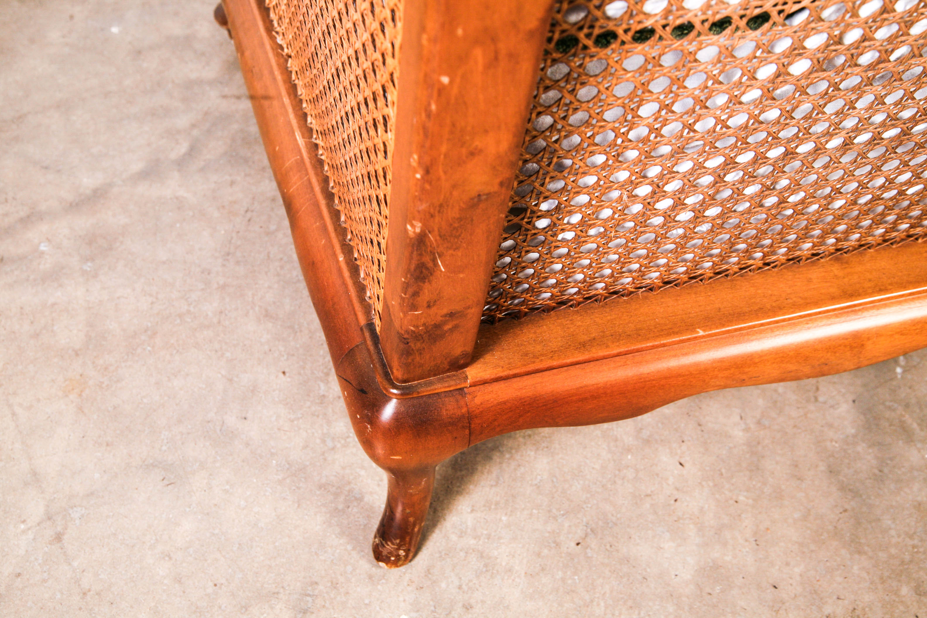 Vintage Cane Lounge Chairs with White Slip Covered Cushions EBTH