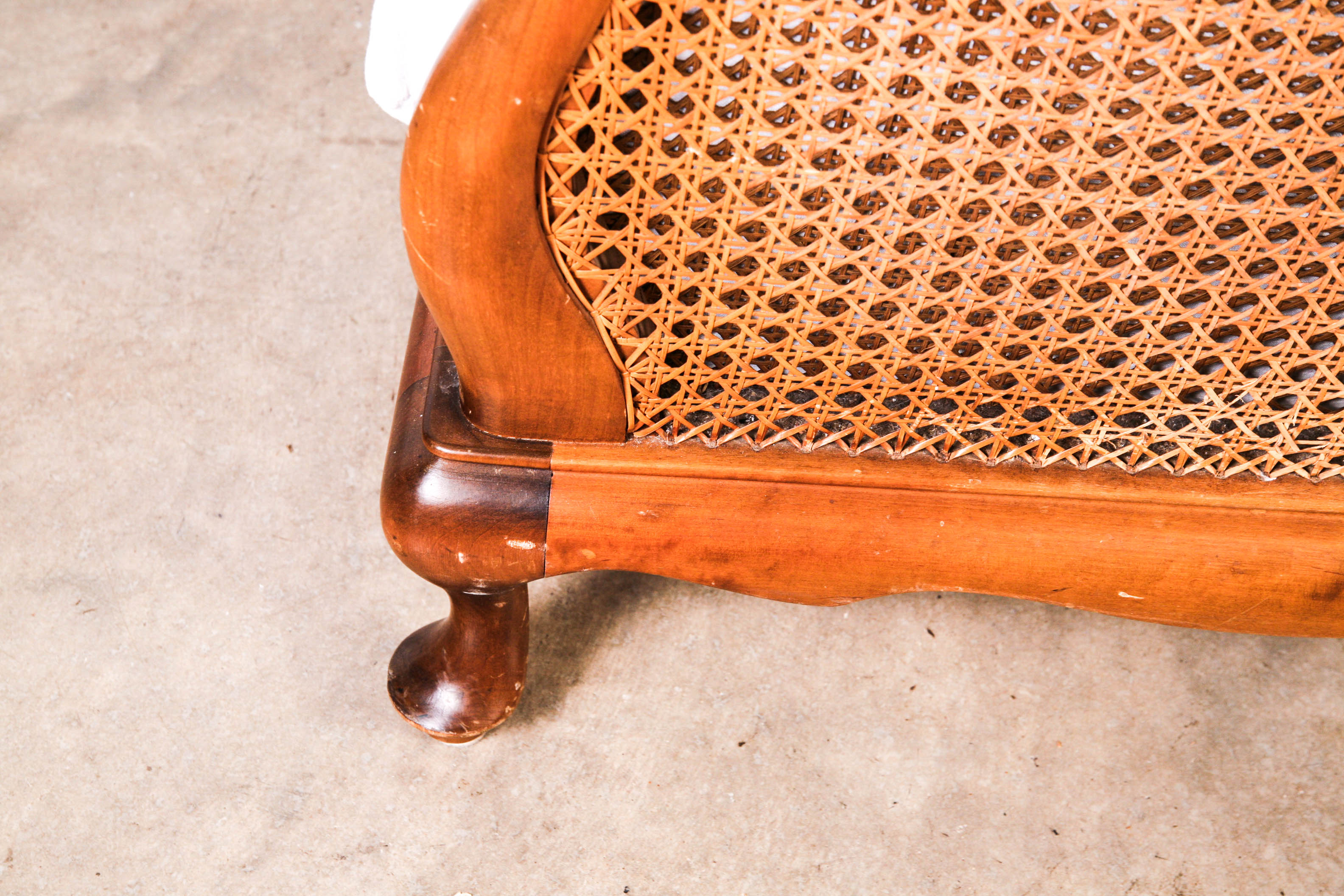 Vintage Cane Lounge Chairs with White Slip Covered Cushions EBTH