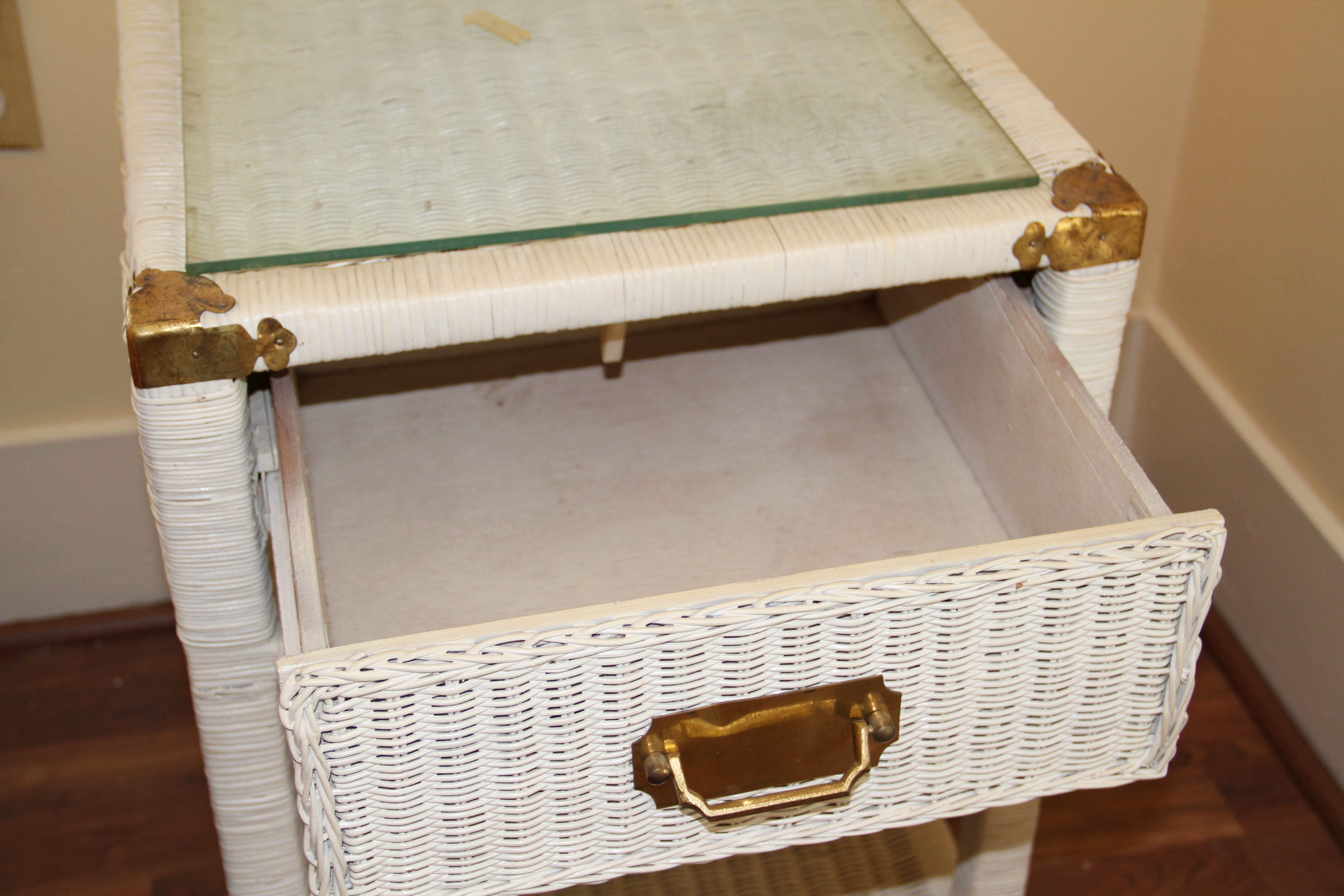 Pair of White Rattan Bedside Tables EBTH
