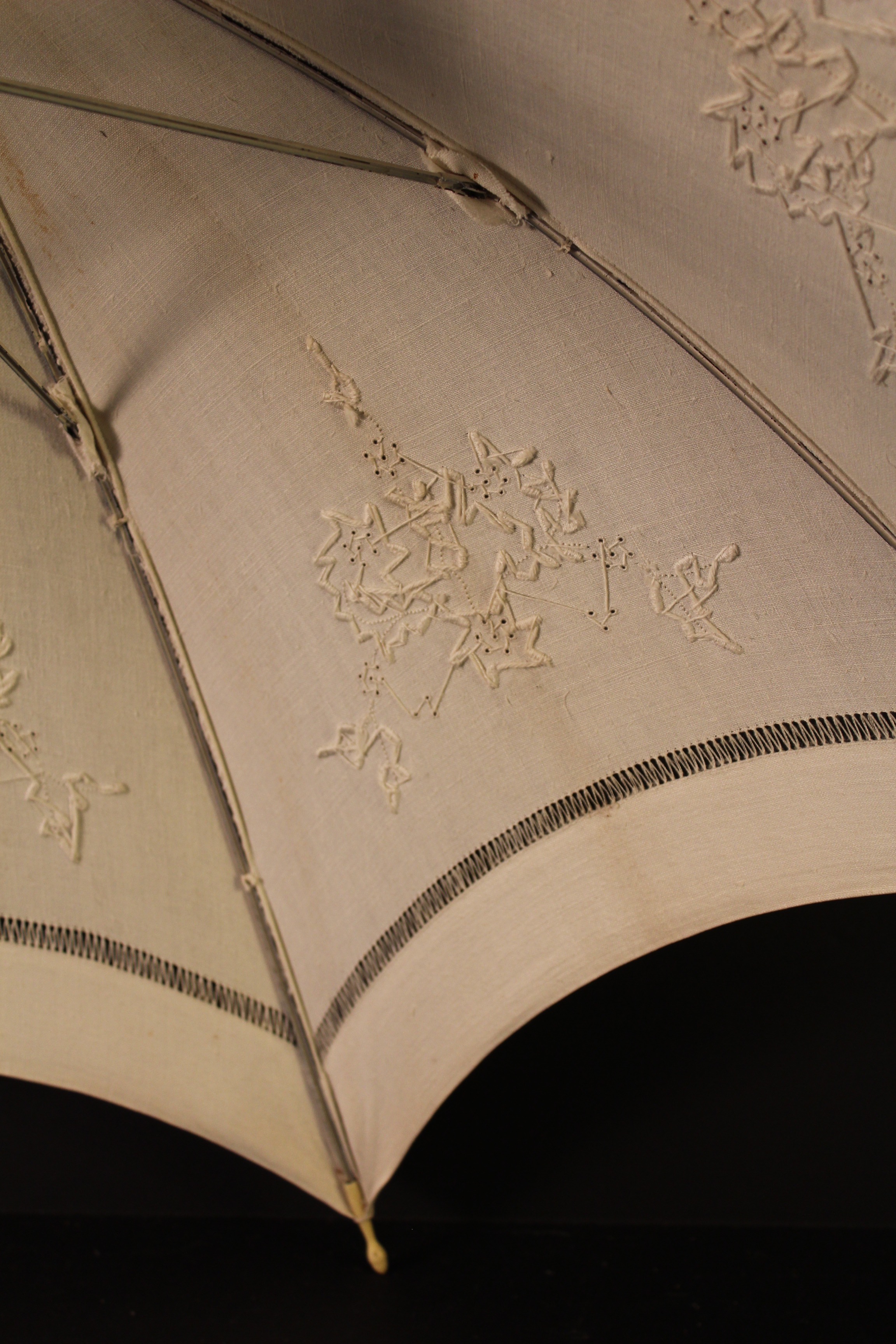 Circa 1915 Embroidered Linen Parasol EBTH