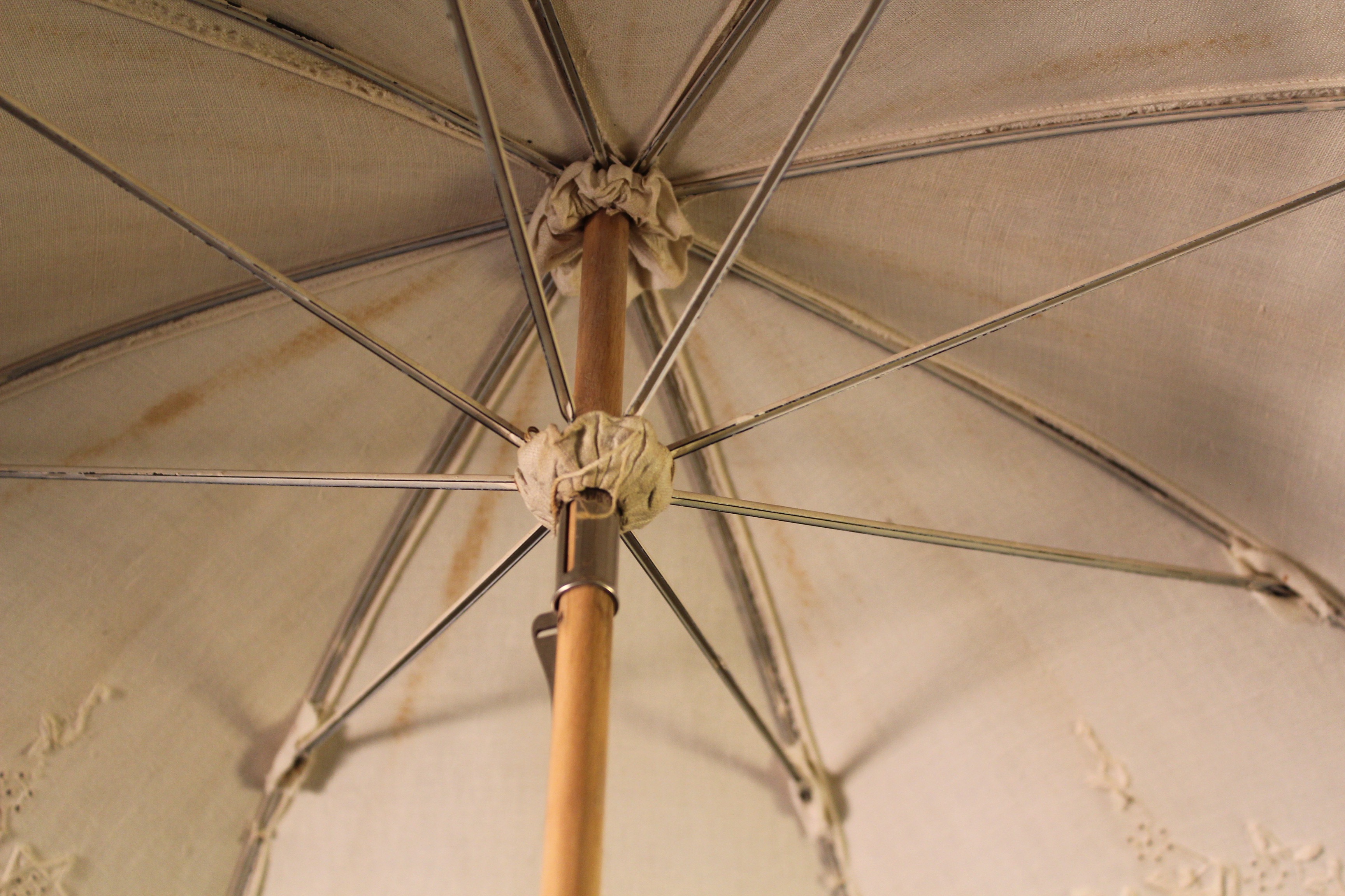 Circa 1915 Embroidered Linen Parasol EBTH