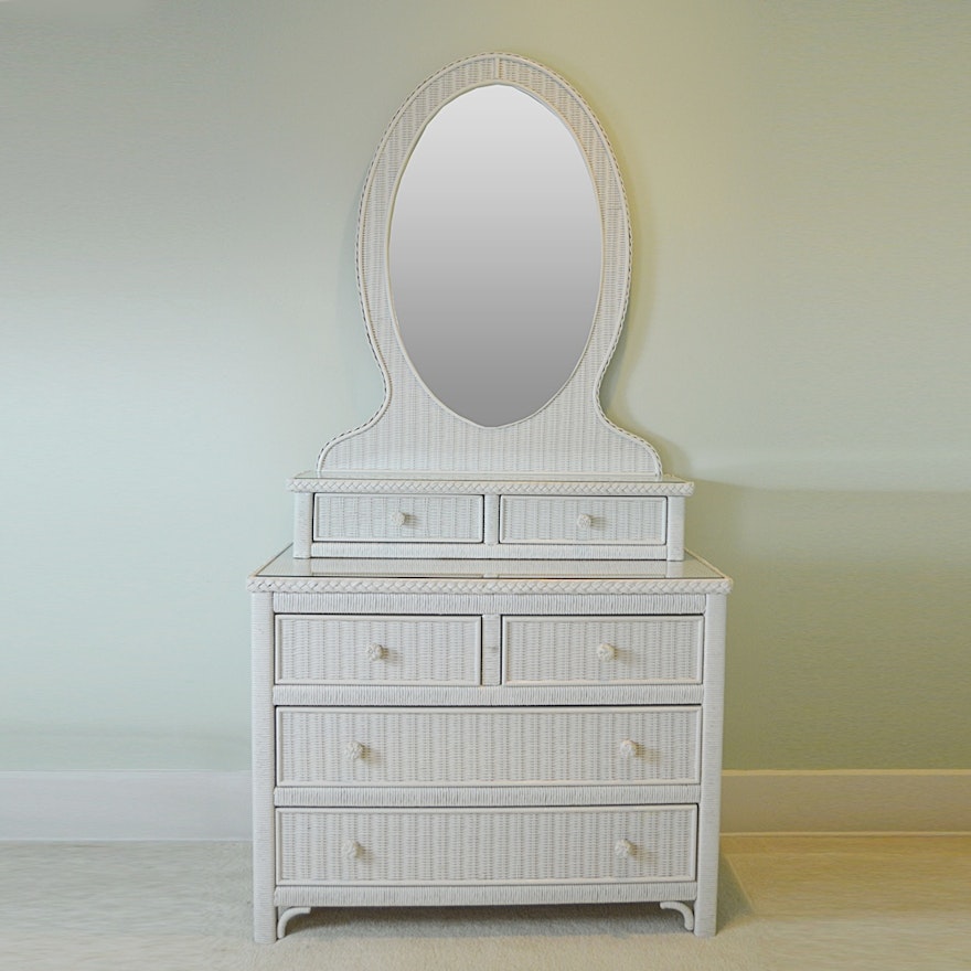 White Wicker Dresser With Mirror Ebth