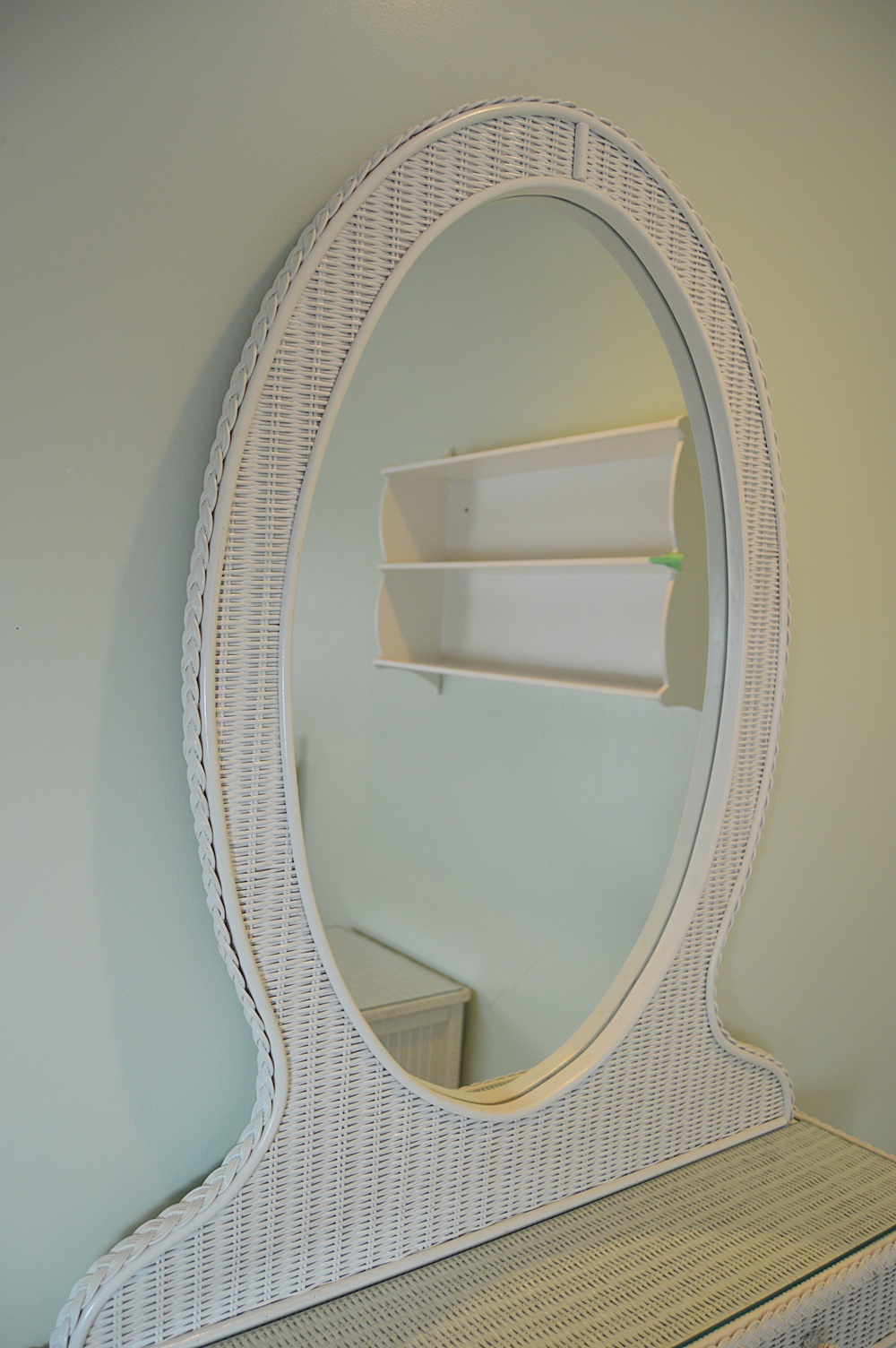 White Wicker Dresser with Mirror EBTH