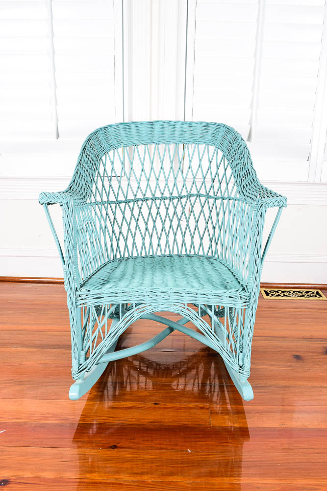 Teal Rattan and Flat Reed Furniture Set EBTH