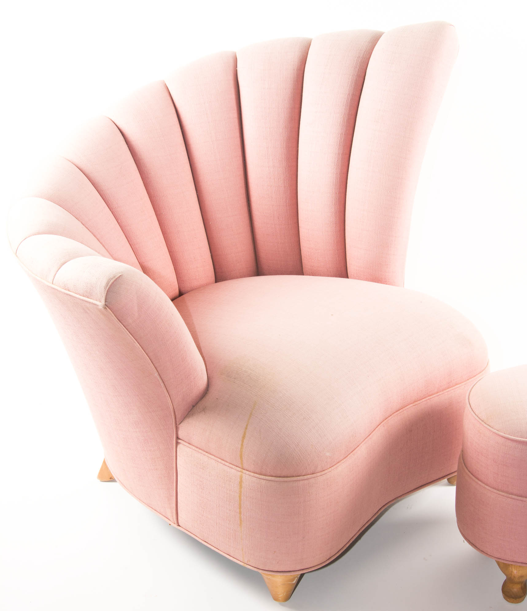 Modern Upholstered Pink Chair and Ottoman EBTH