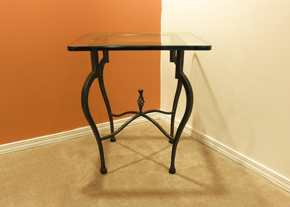 Metal and Glass Top Side Table EBTH