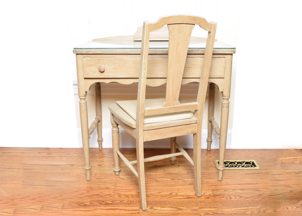 Vintage Painted Wooden Desk and Chair EBTH