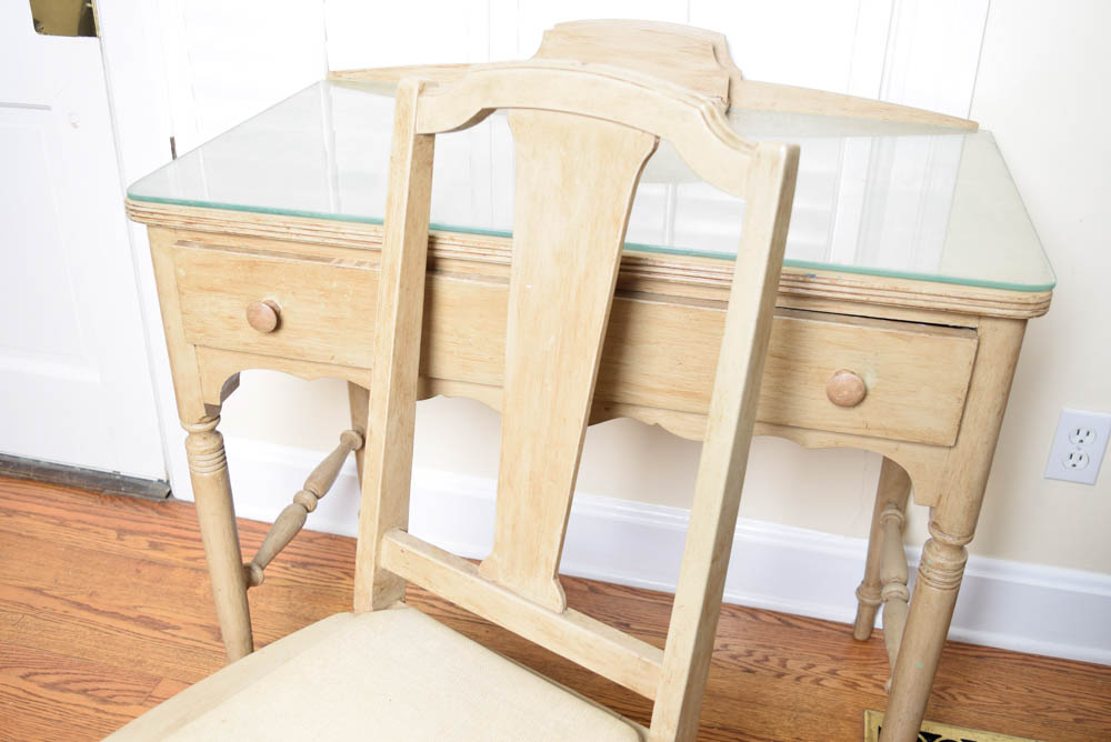 Vintage Painted Wooden Desk and Chair EBTH