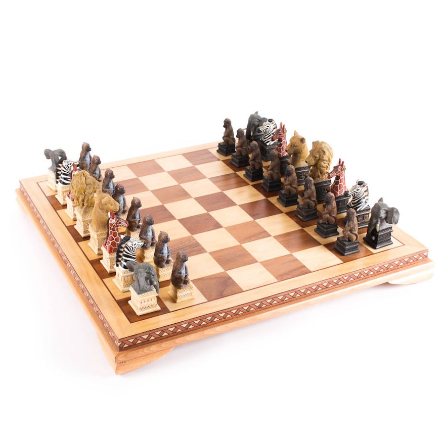 African Animal Themed Chess Set : EBTH