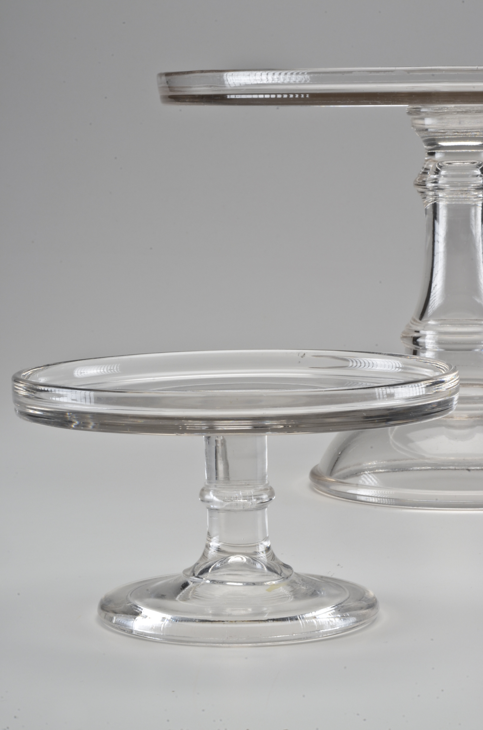 Two Clear Glass Cake Stands EBTH