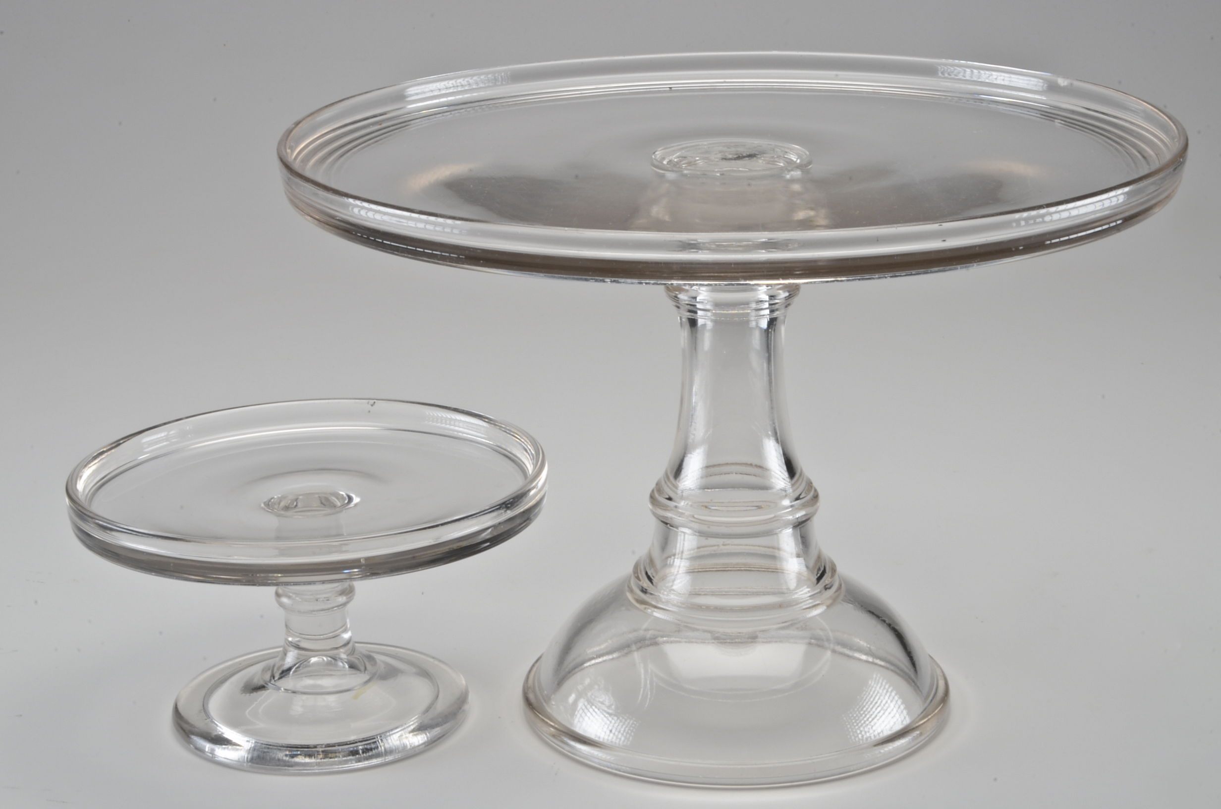 Two Clear Glass Cake Stands EBTH