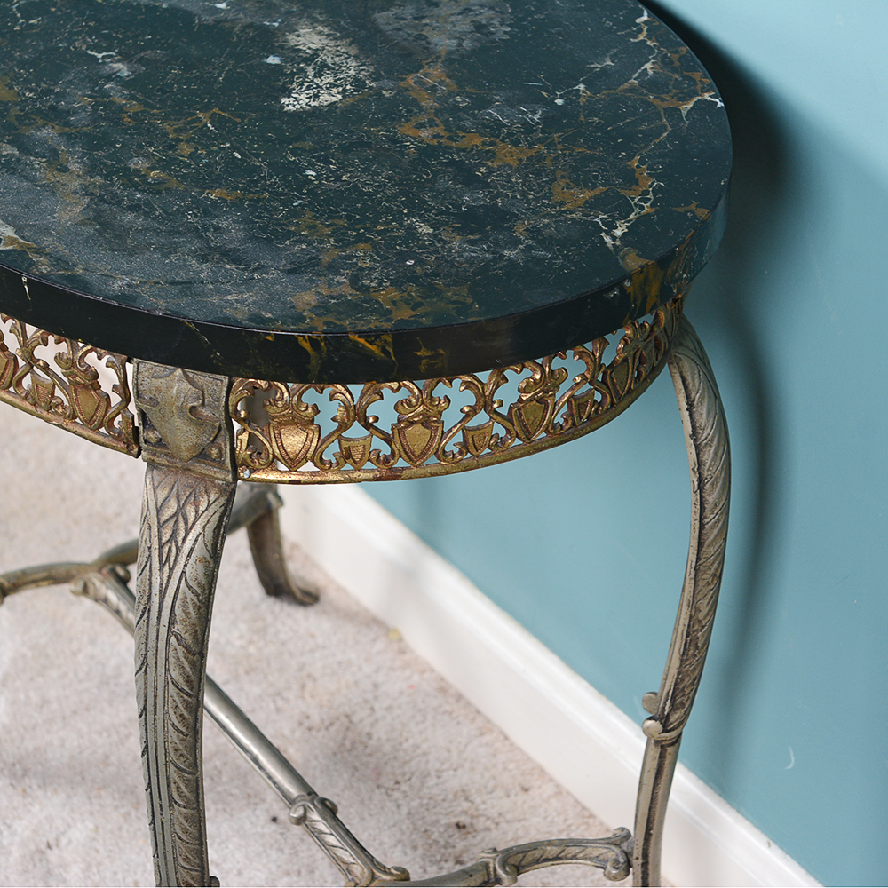 Ornate Marble Top Oval Side Table EBTH